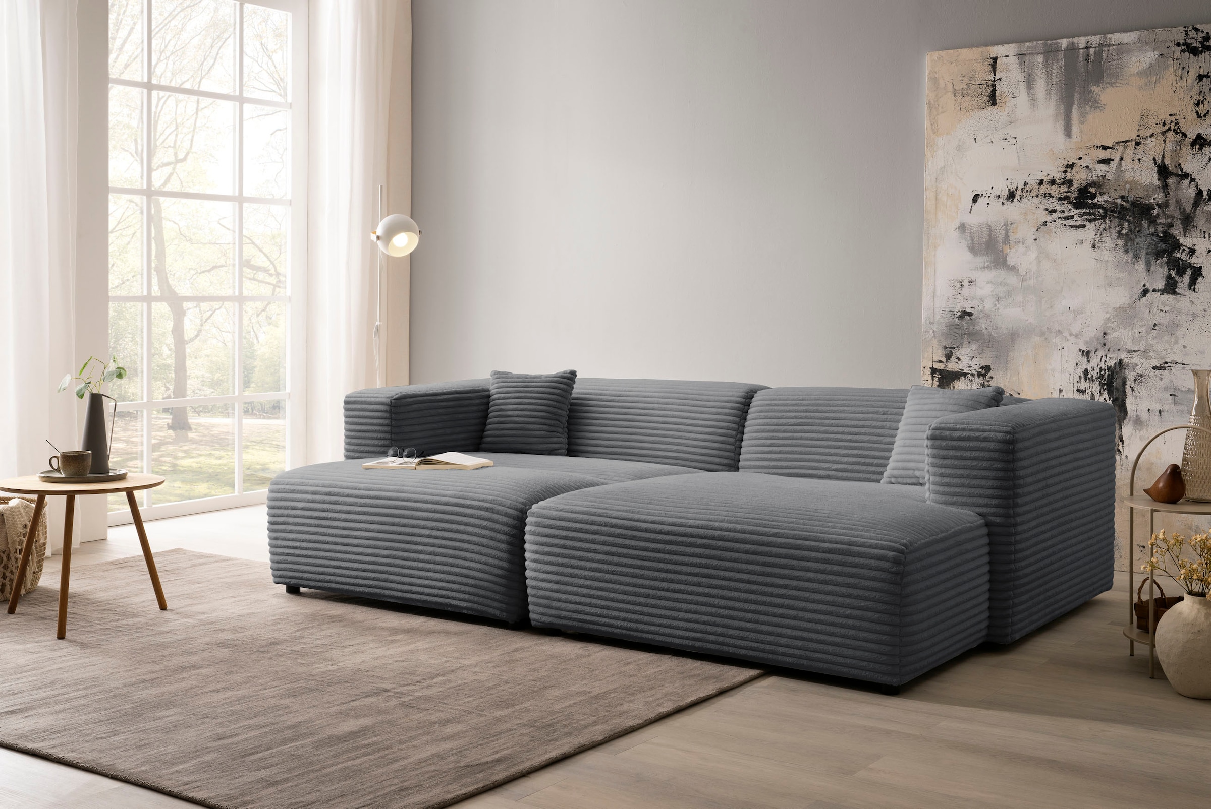 andas Polsterecke »BAKELS, Ecksofa-Set mit Hocker, L-Form mit Schlaffunktio günstig online kaufen