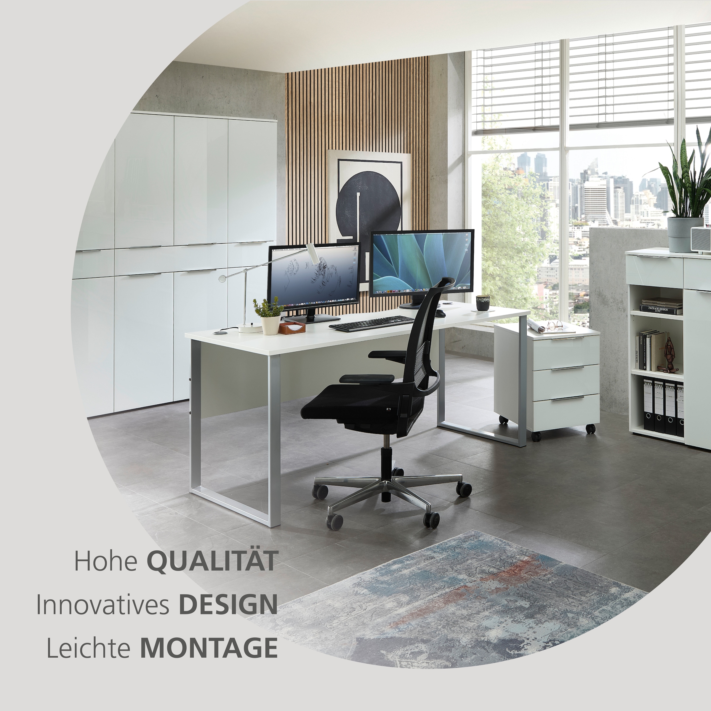 Innostyle Aktenregal »Büroregal Santorin, 40x 198x 38 cm (B/H/T)« 1 Stk. tlg. 1 Schubkasten, 6 offene Fächer, Softclose, Metallgriff