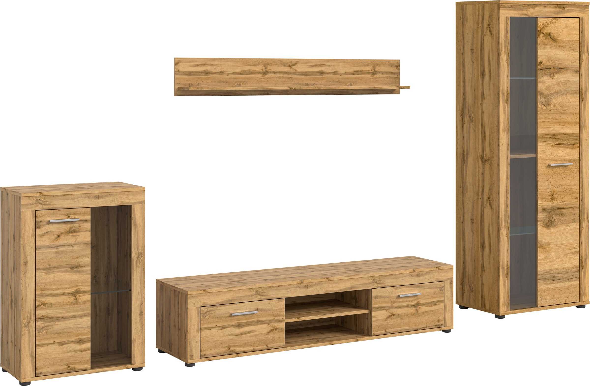 INOSIGN Wohnwand »Aosta, 4-tlg., best. aus: Vitrine, Lowboard, Wandboard & günstig online kaufen