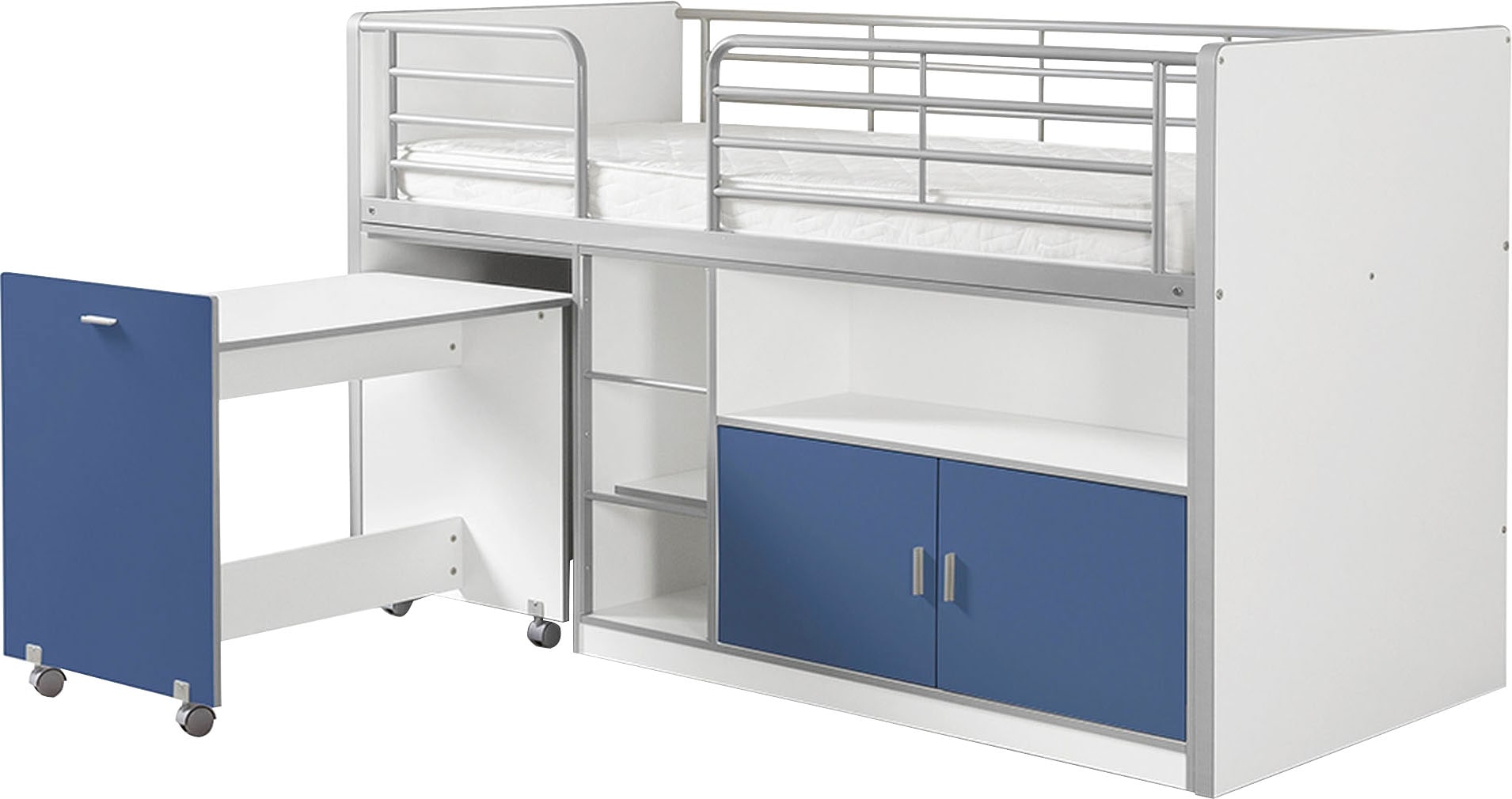 Vipack Hochbett, (Made in Europe), schlafen und arbeiten in einem, Hochbett mit 90x200 cm Liegefläche