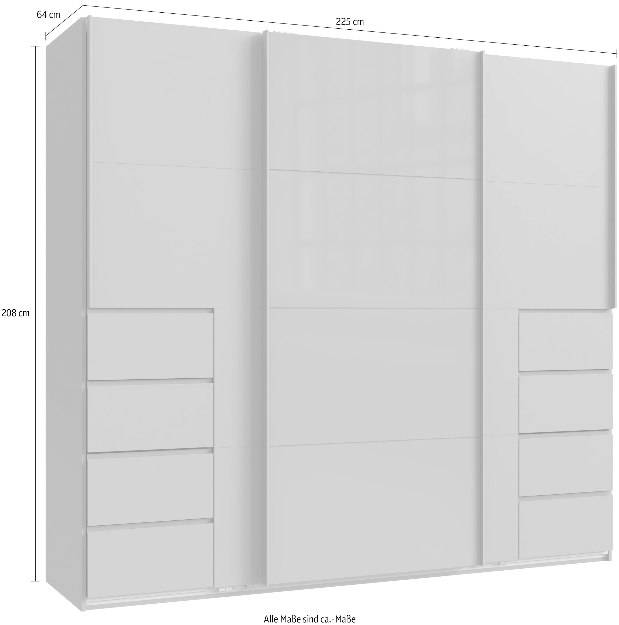 Wimex Schwebetürenschrank »Bali in den Breiten 225cm & 270cm, Kleiderschrank mit Glaselement« Schrank mit 3 Türen, in den Farben: grafit oder saharagrau erhältlich