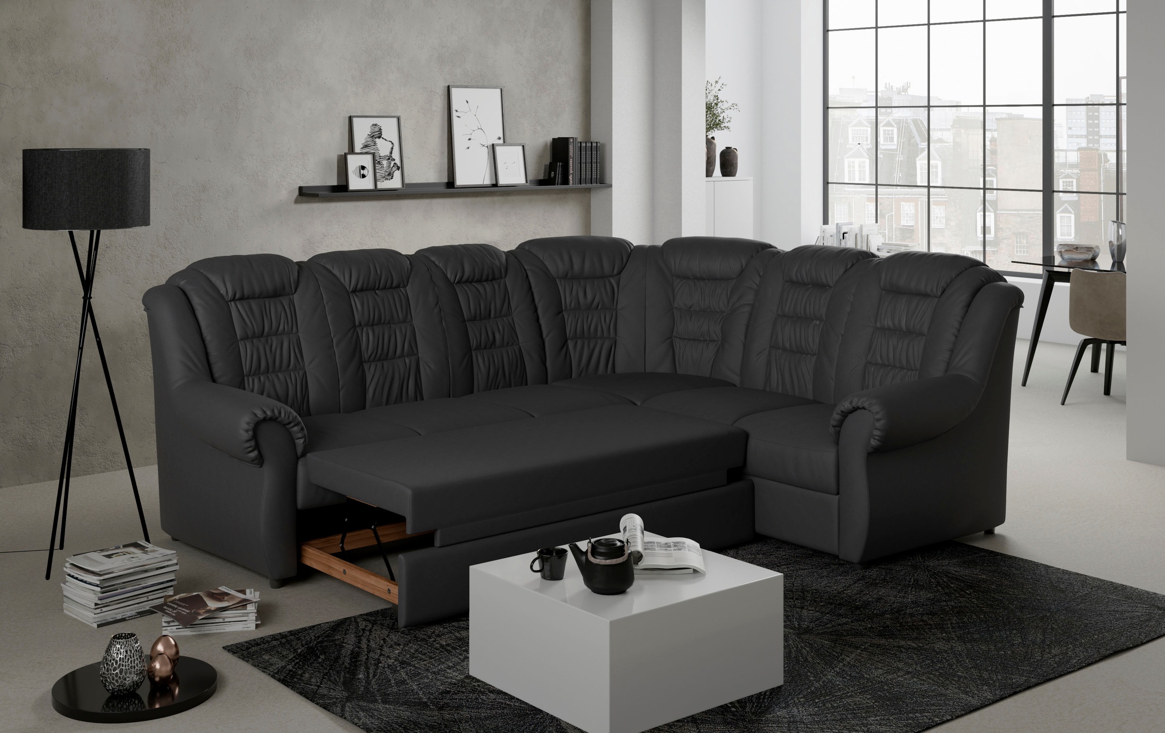 Home affaire Ecksofa »Boston L-Form«, mit hoher Rückenlehne, wahlweise mit günstig online kaufen