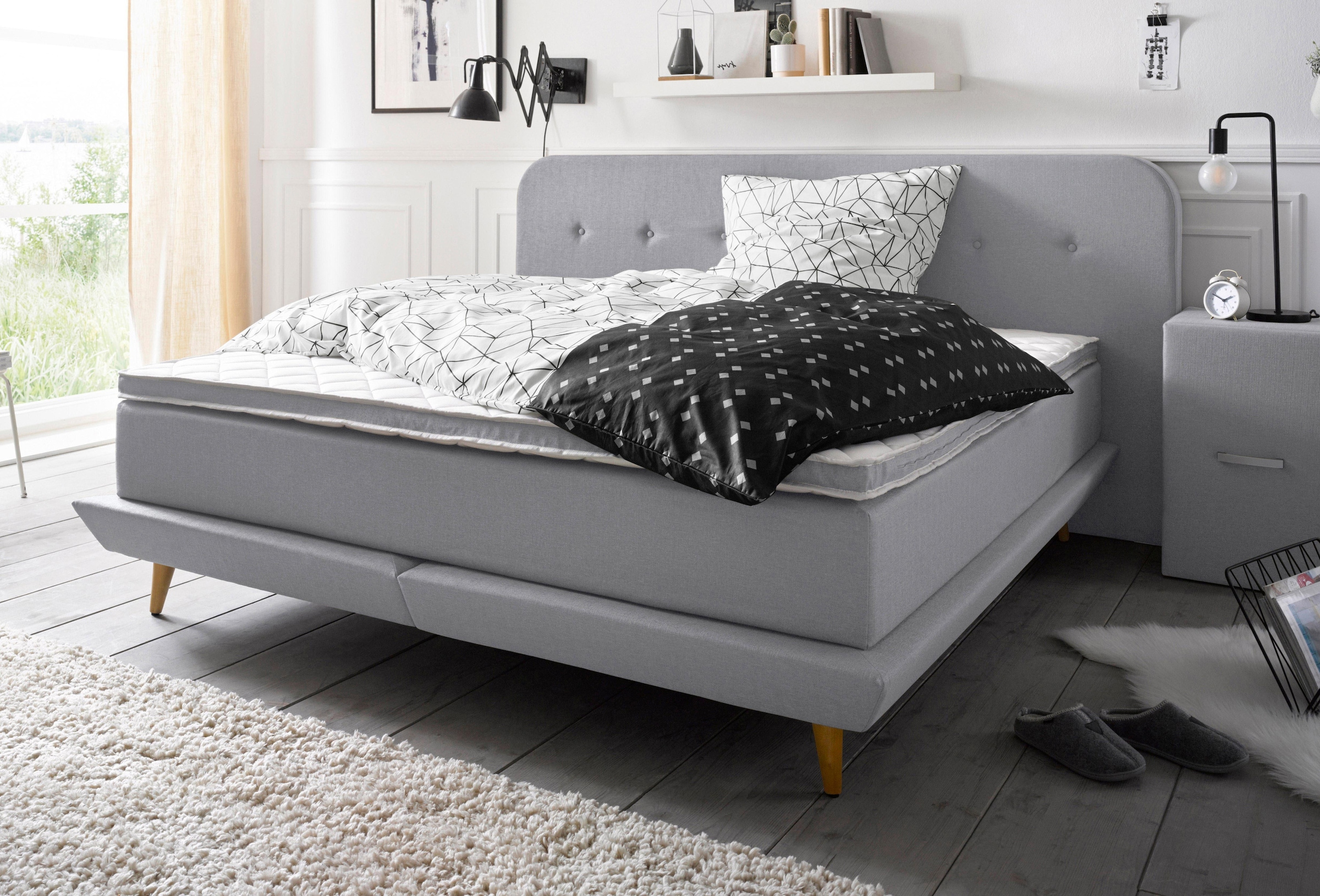 andas Boxspringbett "Premium", Steppung mit Knopfheftung, inkl. Topper günstig online kaufen