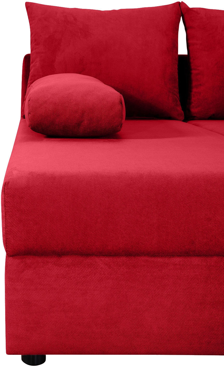 COLLECTION AB Wohnlandschaft »Pico U-Form, Breite 220, mit Schlaffunktion, Bettkasten & Zierkissen«, Liegefläche 117x220 cm