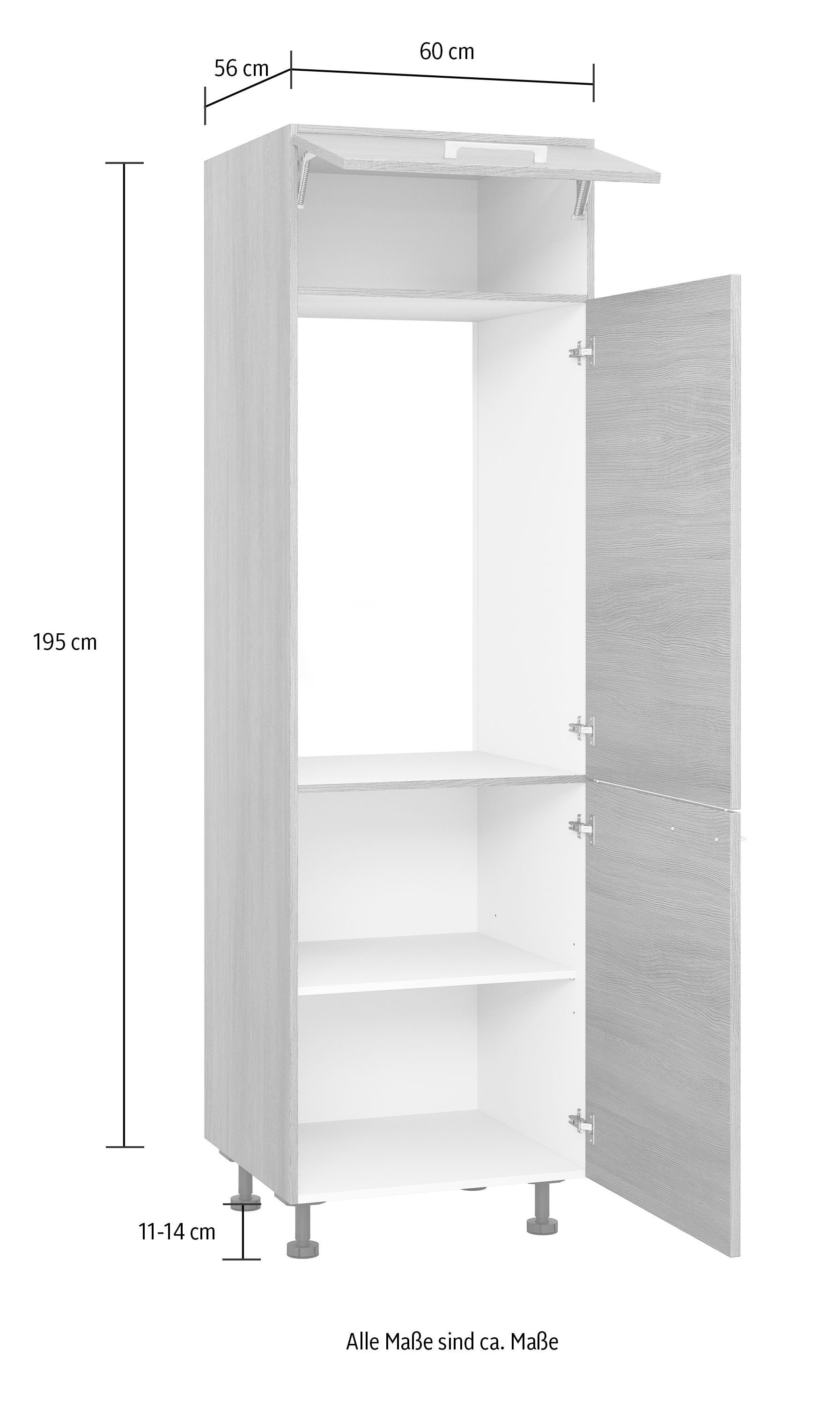 Express Küchen Kühlumbauschrank »Trea SK-195-88«, ober- 60cm kaufen Breite Stauraum Höhe und 195cm Küchenschrank, Raten unterhalb vom auf