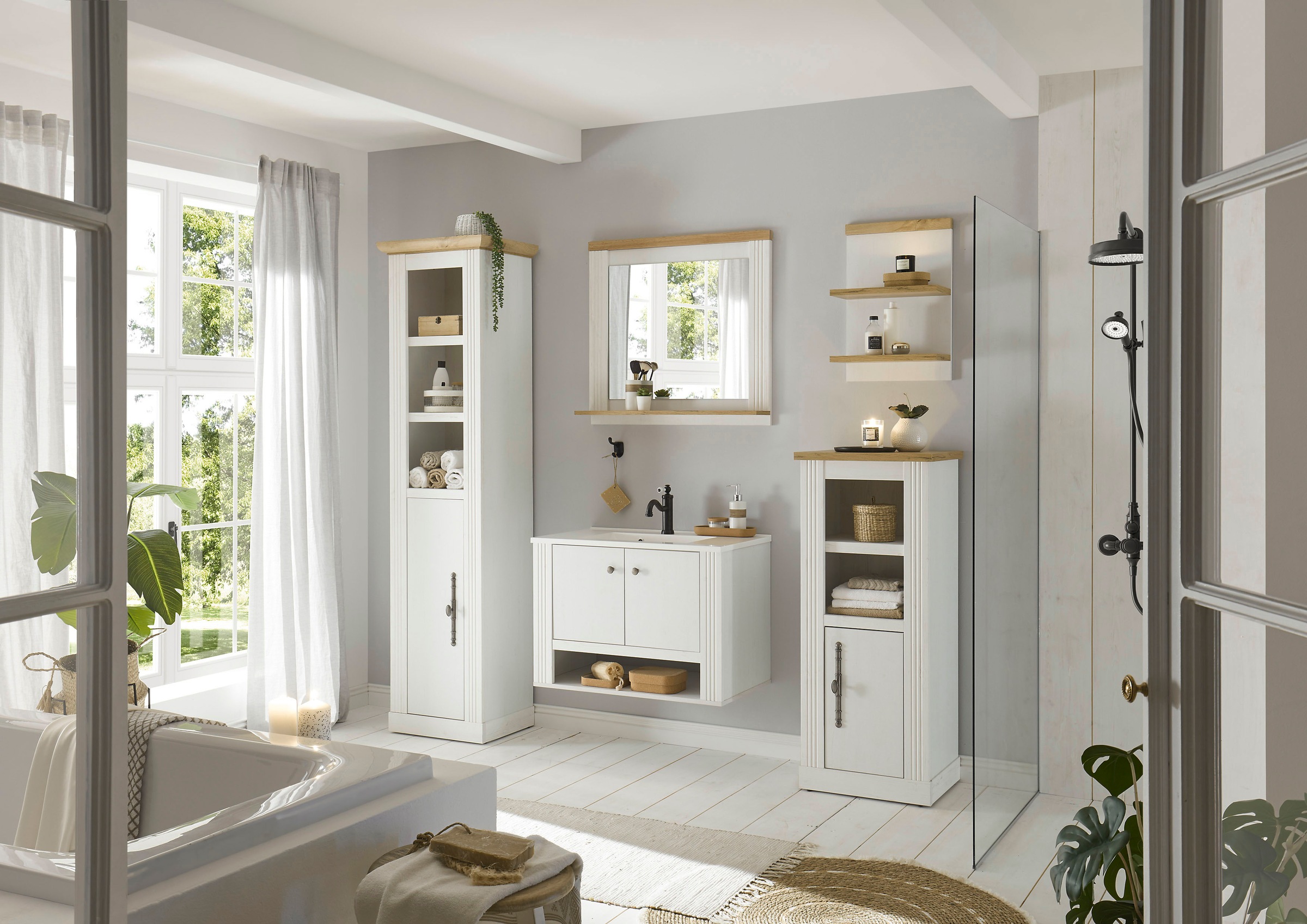 Home affaire Badmöbel-Set »WESTMINSTER, Bad im Landhausstil, 5-teiliges Bad günstig online kaufen