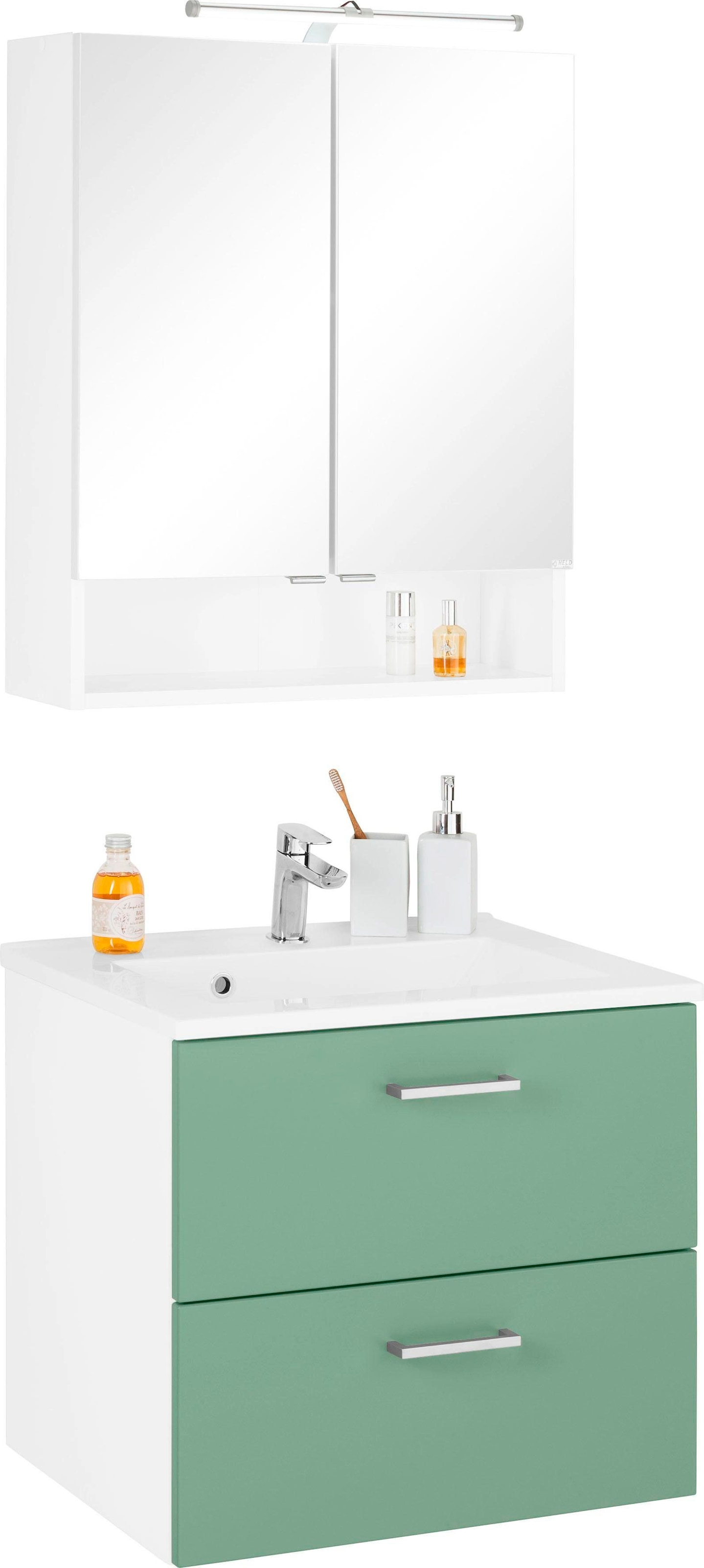 welltime Badmöbel-Set »Ribera« 2 Stk. tlg. Spiegelschrank Breite 60 cm, Was günstig online kaufen
