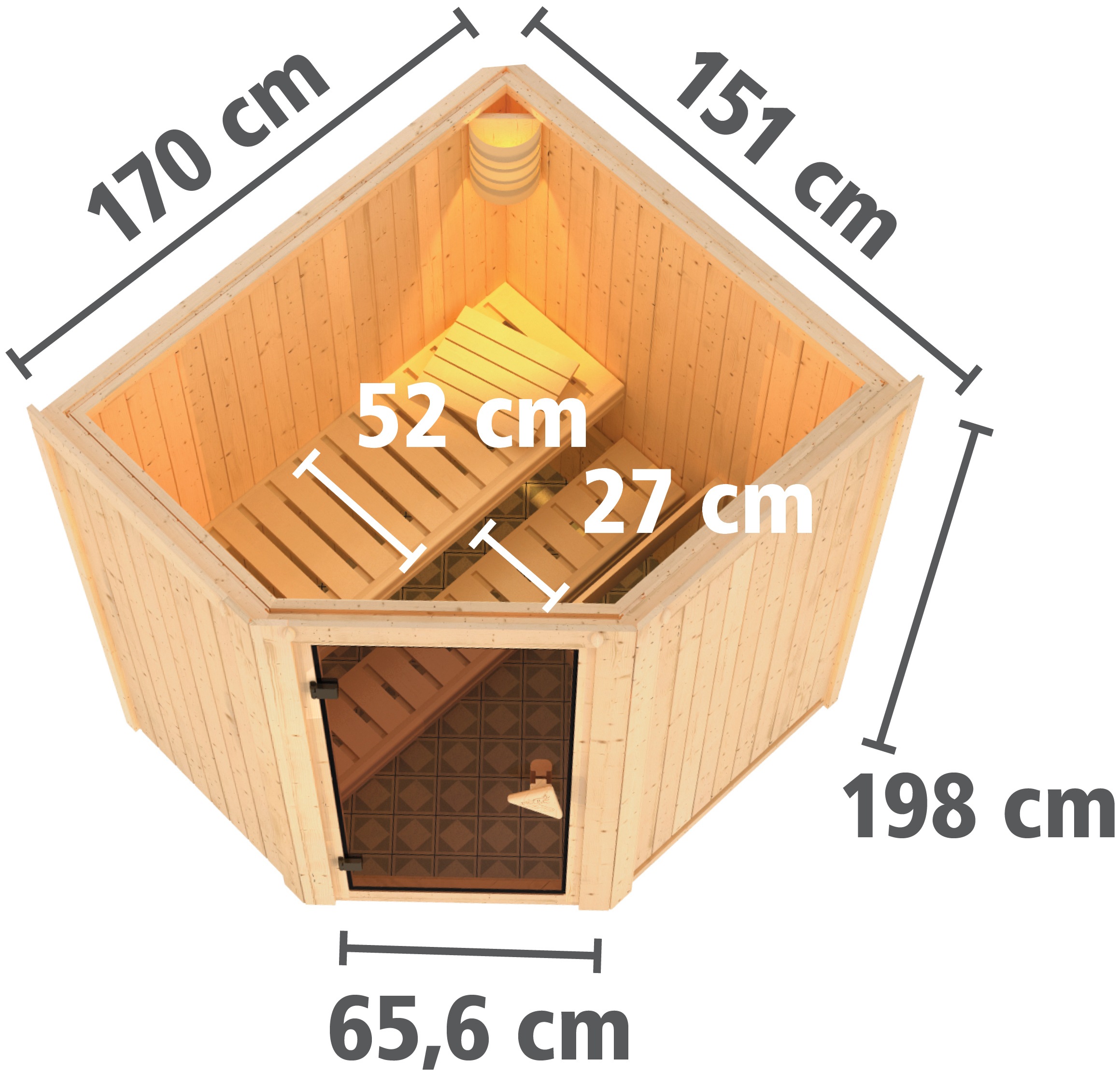 Karibu Sauna »Tomke« Set,  Ofen 3,6 kW intgr. Strg