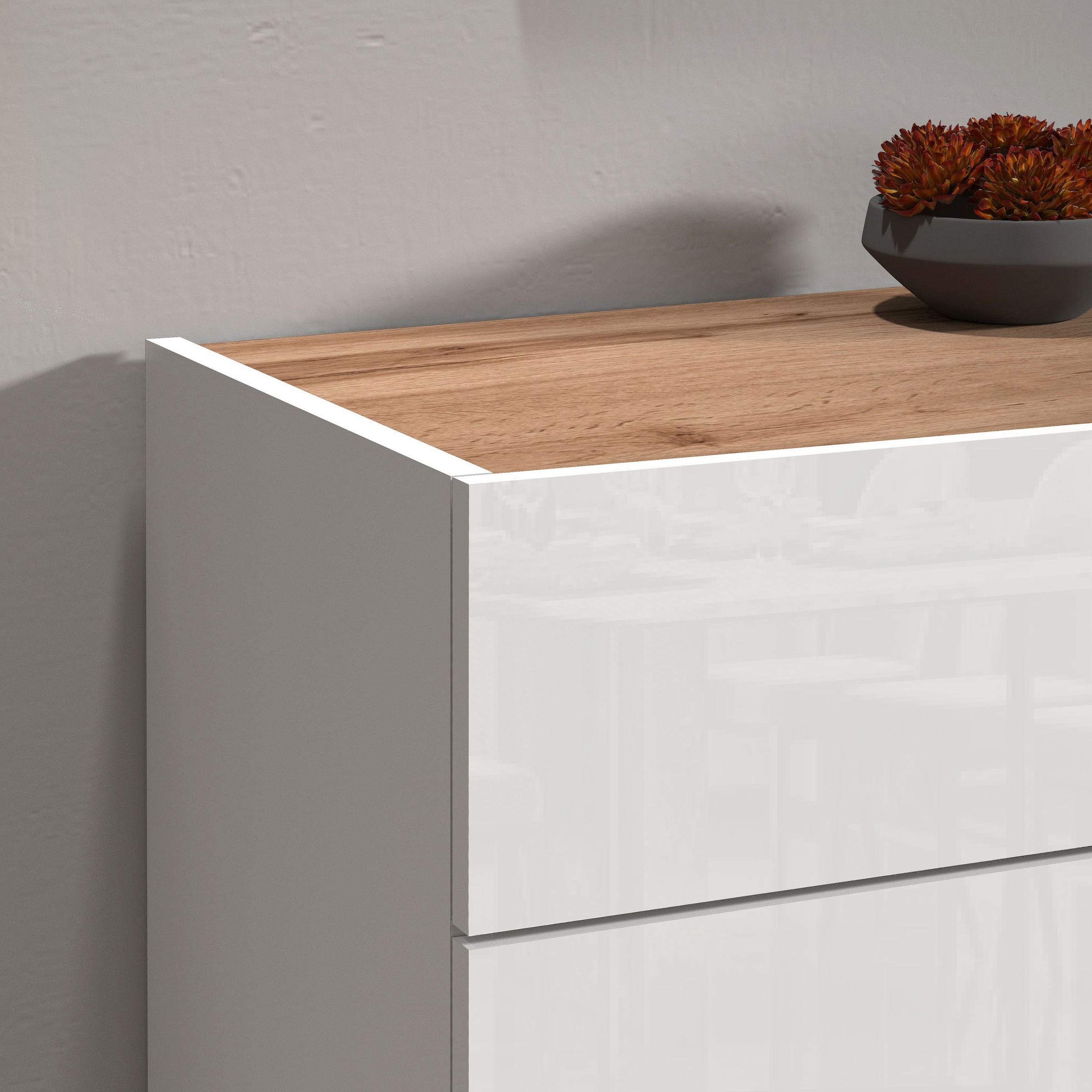 INOSIGN Sideboard »Garda, Kommode, Schrank, 2 Türen, 1 Schublade, Made in Italy« Hochglanzlackierte Fronten, Korpus matt, grifflos, Breite 80,9 cm