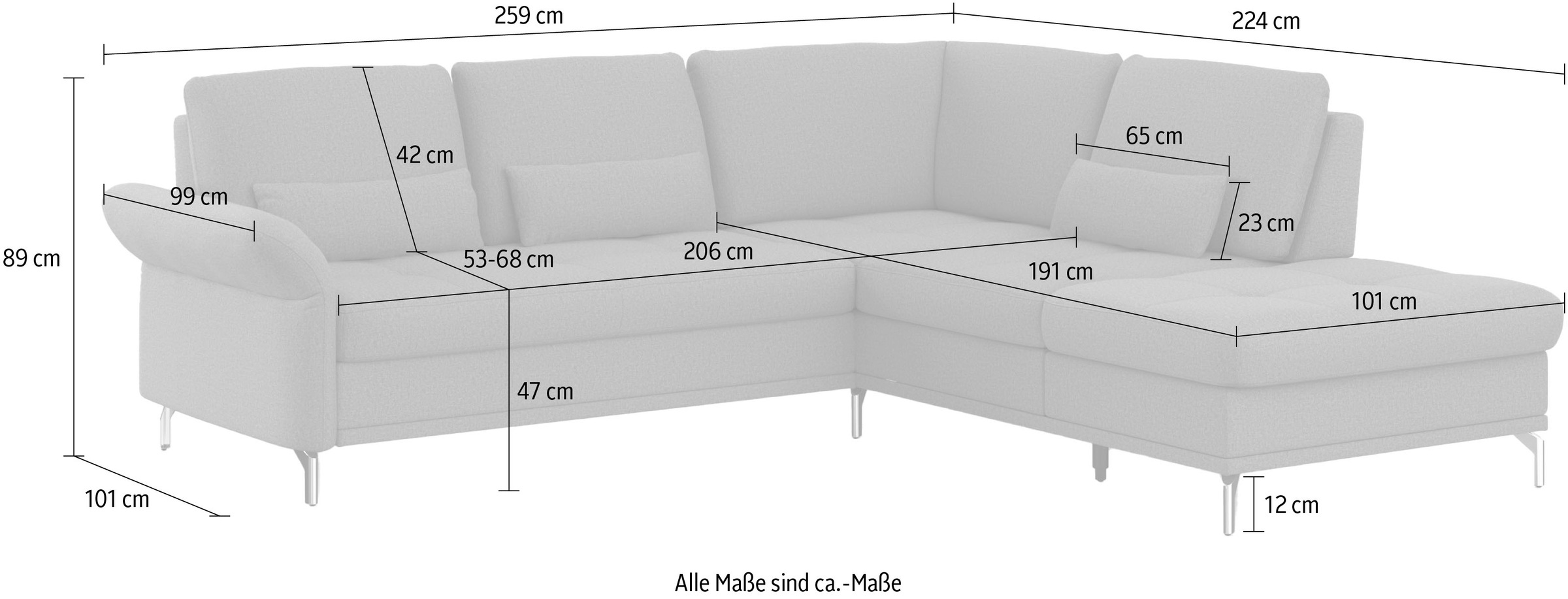 INOSIGN Ecksofa »Palm Beach L-Form«, Federkern, mit Sitztiefenverstellung, wahlweise mit Bettfunktion