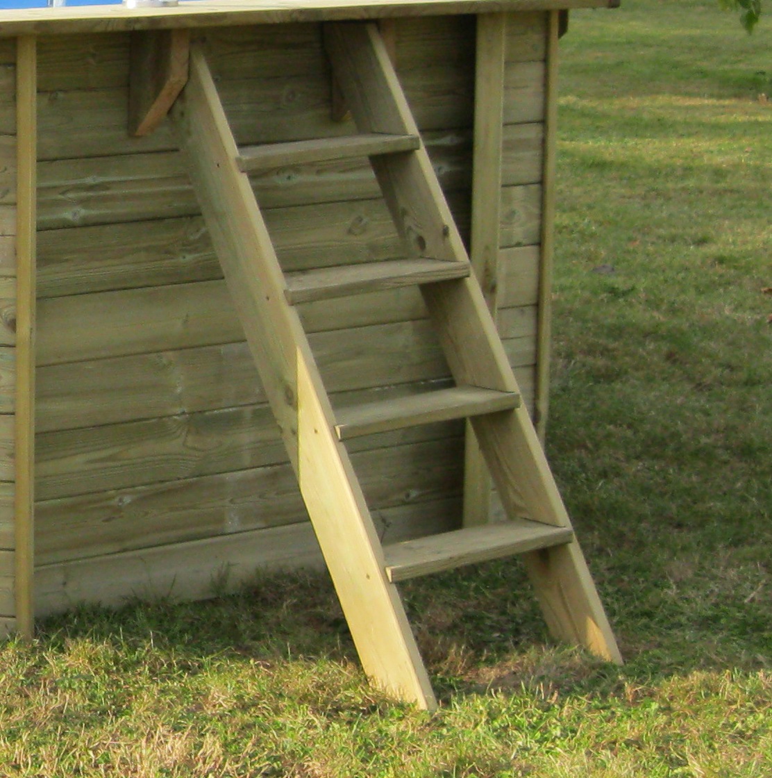 Gre Rechteckpool »CARRA 3 mit Edelstahlleiter«, (Set, 8 tlg.), Echtholzpool, 305x305x119 cm