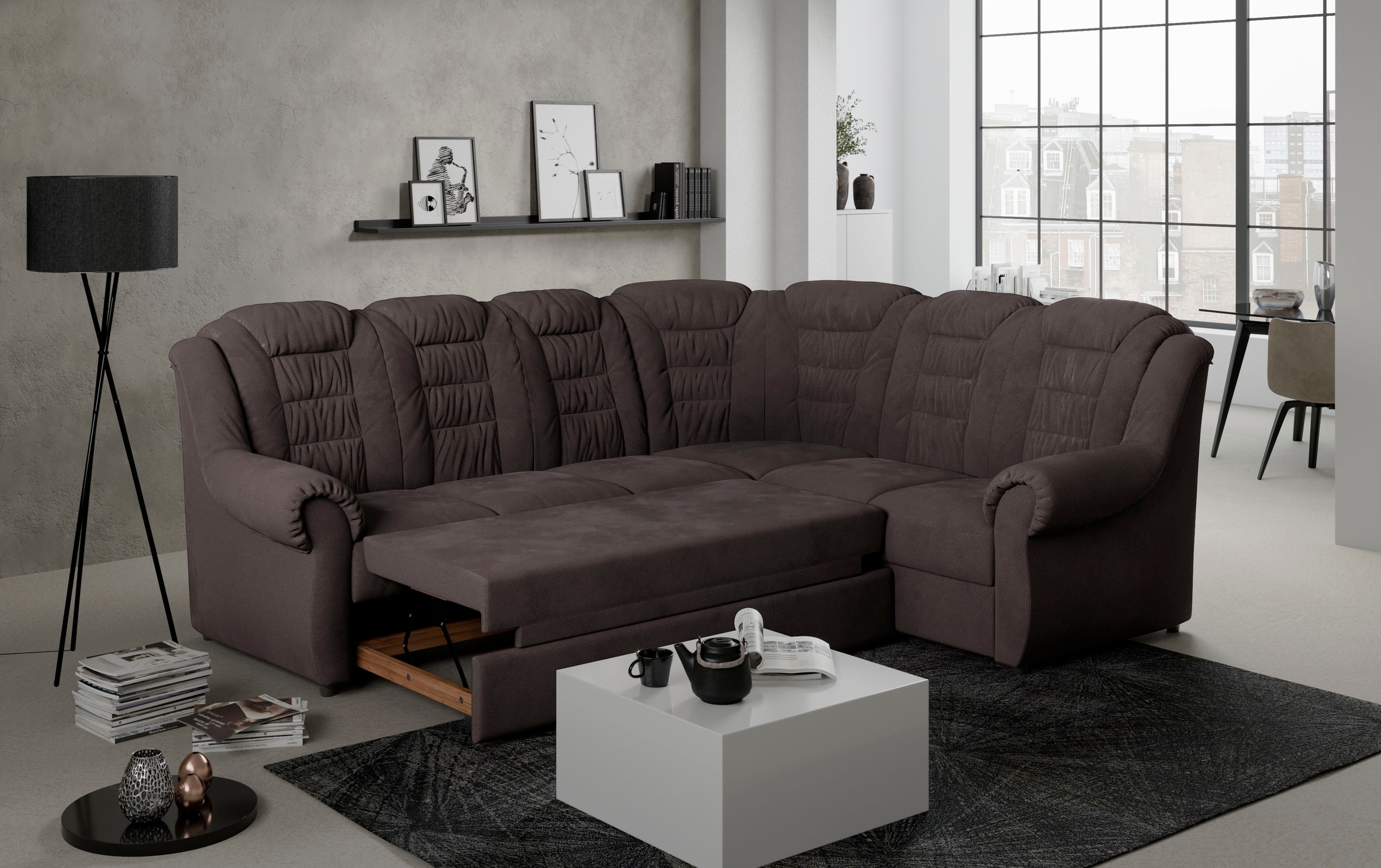 Home affaire Ecksofa »Boston L-Form«, mit hoher Rückenlehne, wahlweise mit günstig online kaufen