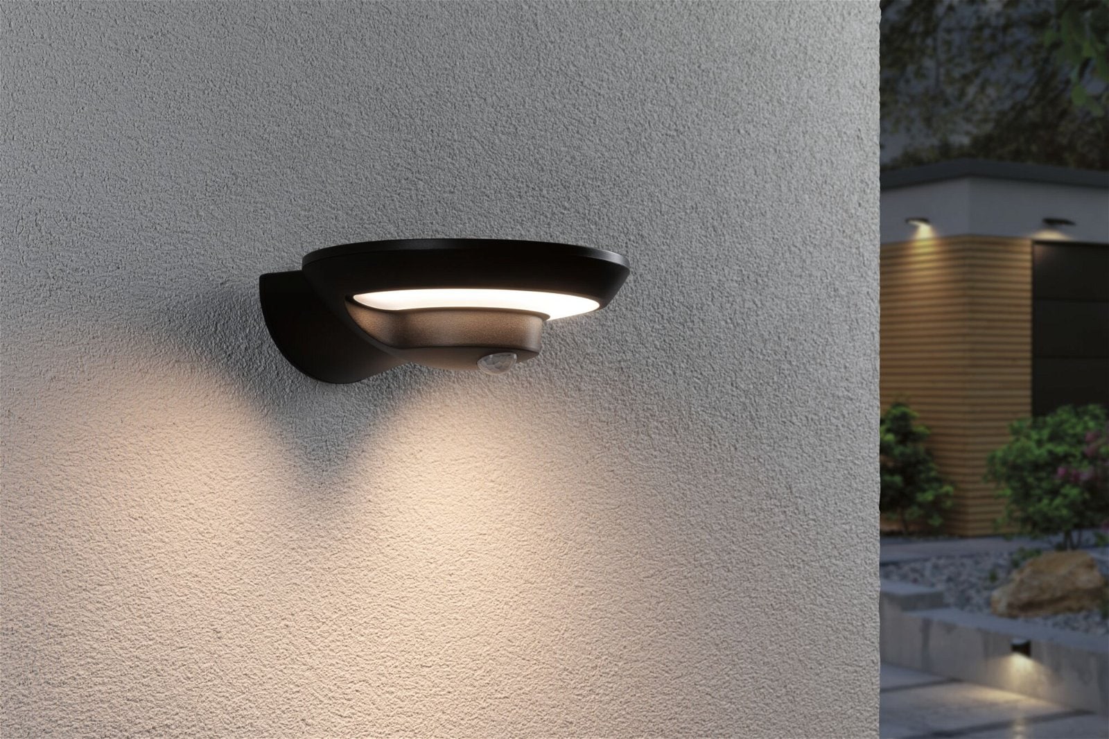 Paulmann LED Außen-Wandleuchte »Solar Bordola IP44 180x211mm 3000K 3,5W 220lm Anthrazit Kunststoff«, 1 flammig, Bewegungsmelder