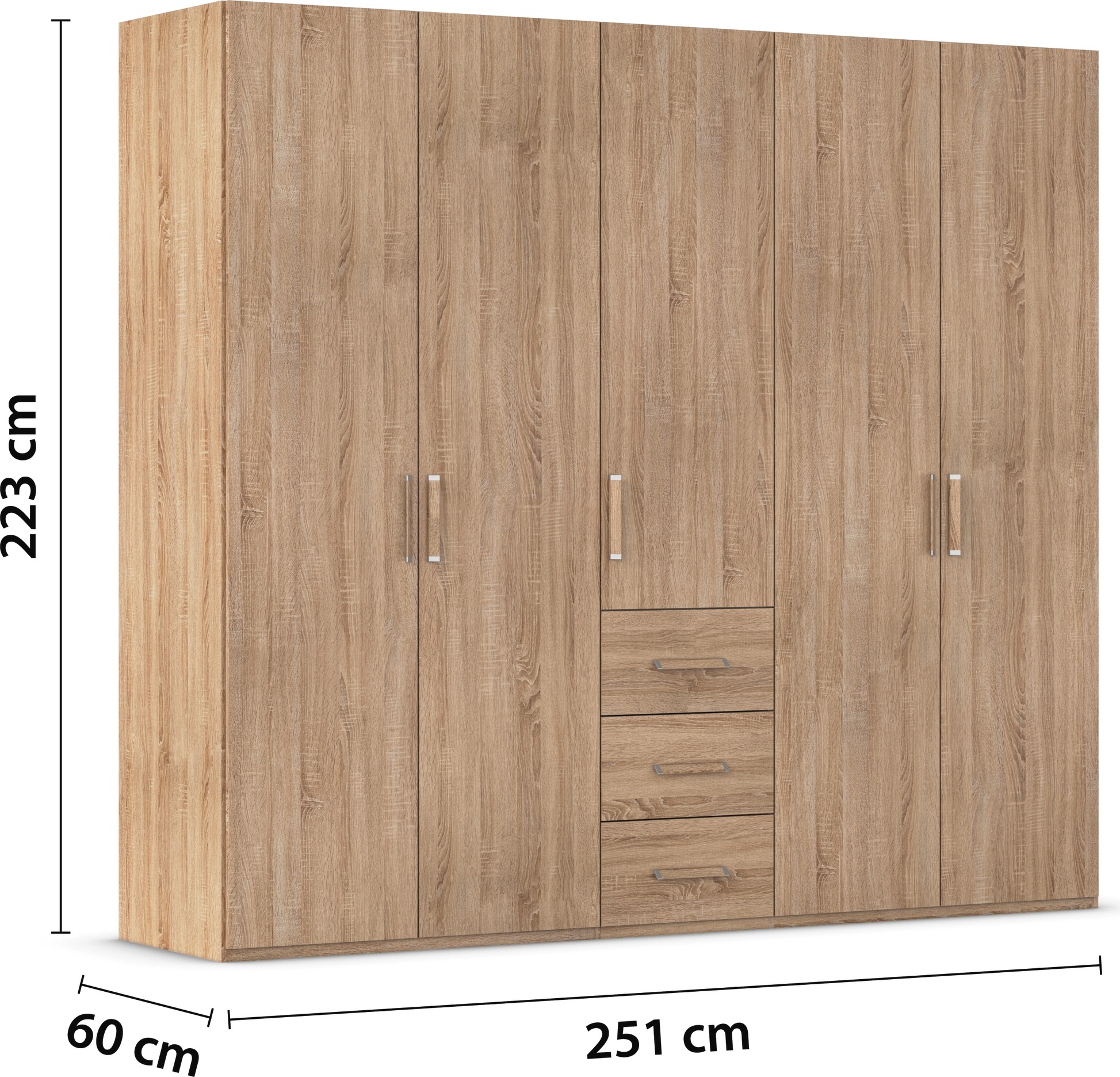 rauch Drehtürenschrank »Kleiderschrank Schrank Garderobe Schlafzimmerschrank EVELYN«, (in 2 Höhen 197 oder 210 cm erhältlich), in elegantem Stil mit Schubladen 3 Breiten und 2 Höhen MADE IN GERMANY