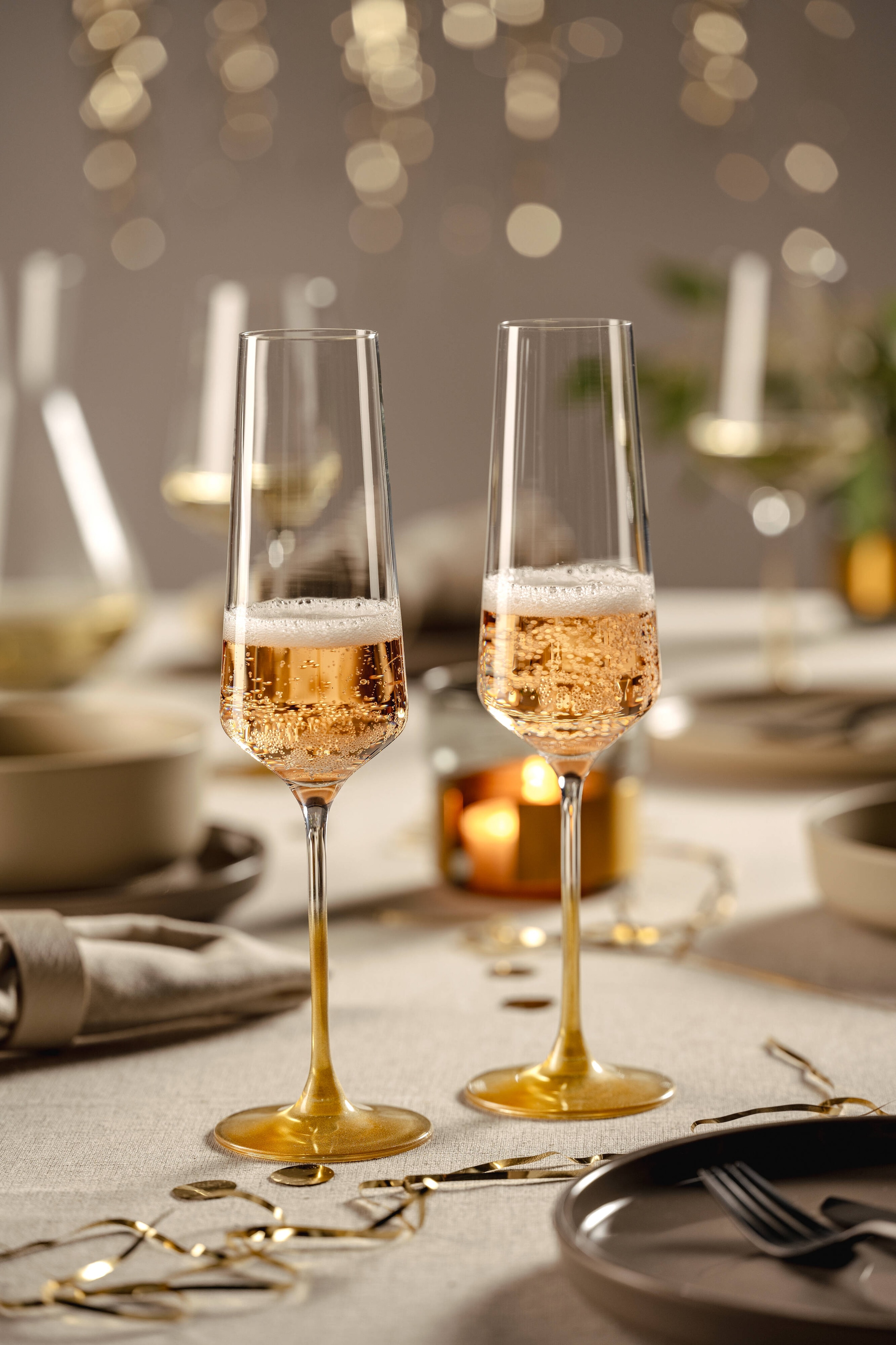 LEONARDO Sektglas »PUCCINI, goldfarben«, (Set, 2 tlg.), 2er Set, 280ml