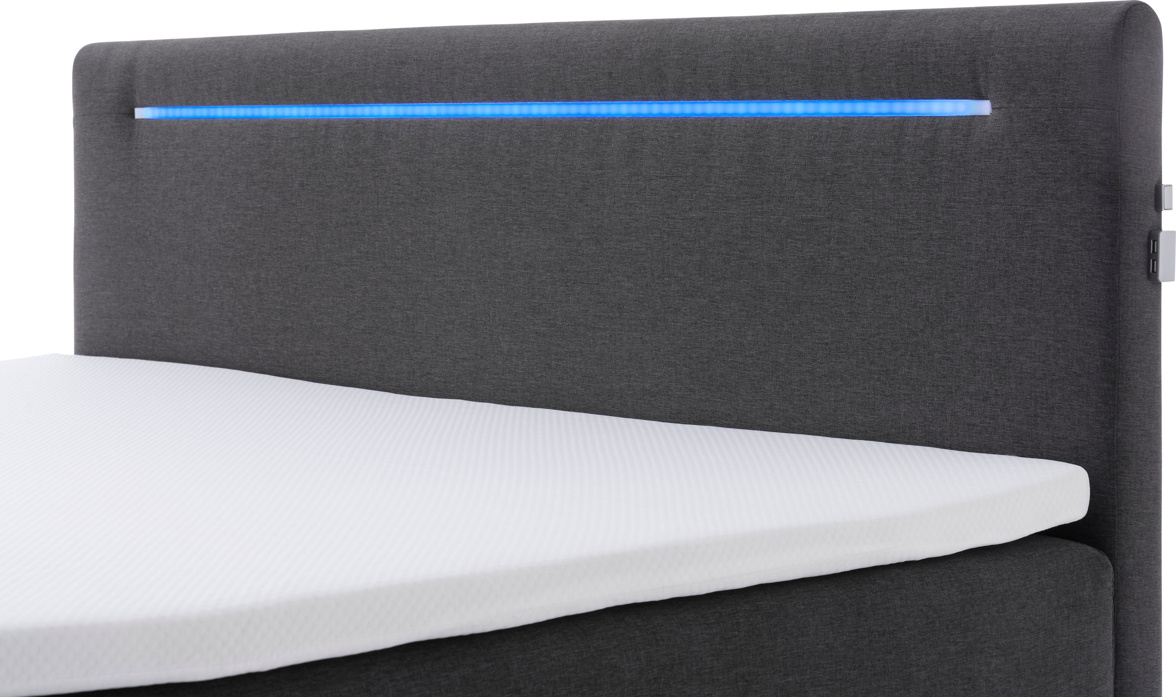 meise.möbel Boxspringbett »Las Vegas«, Füße und Kopfteil mit LED-Beleuchtung, mit Bettkasten und Topper