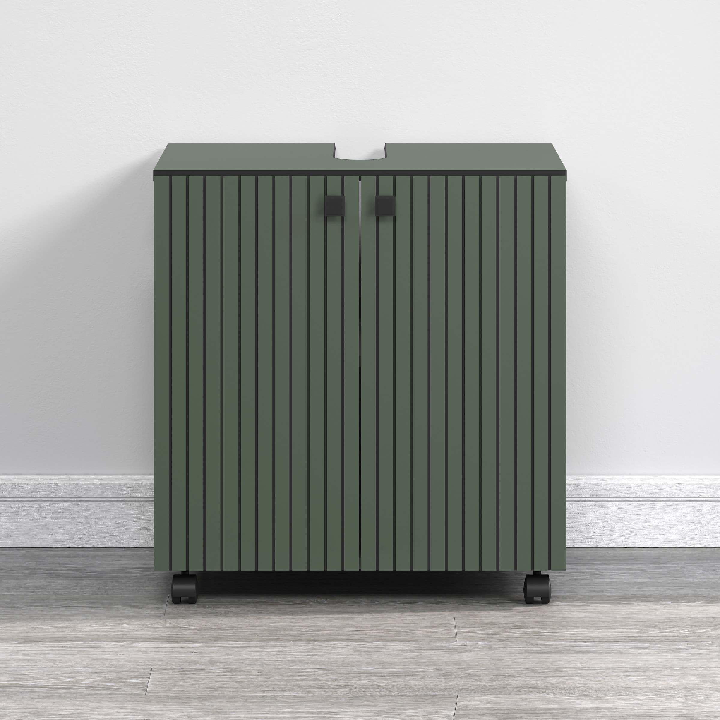 welltime Waschbeckenunterschrank »Amrum«, (1 St.), BxHxT 80 x 64 x 42cm Waschbeckenunterschrank Eiche Rillenoptik