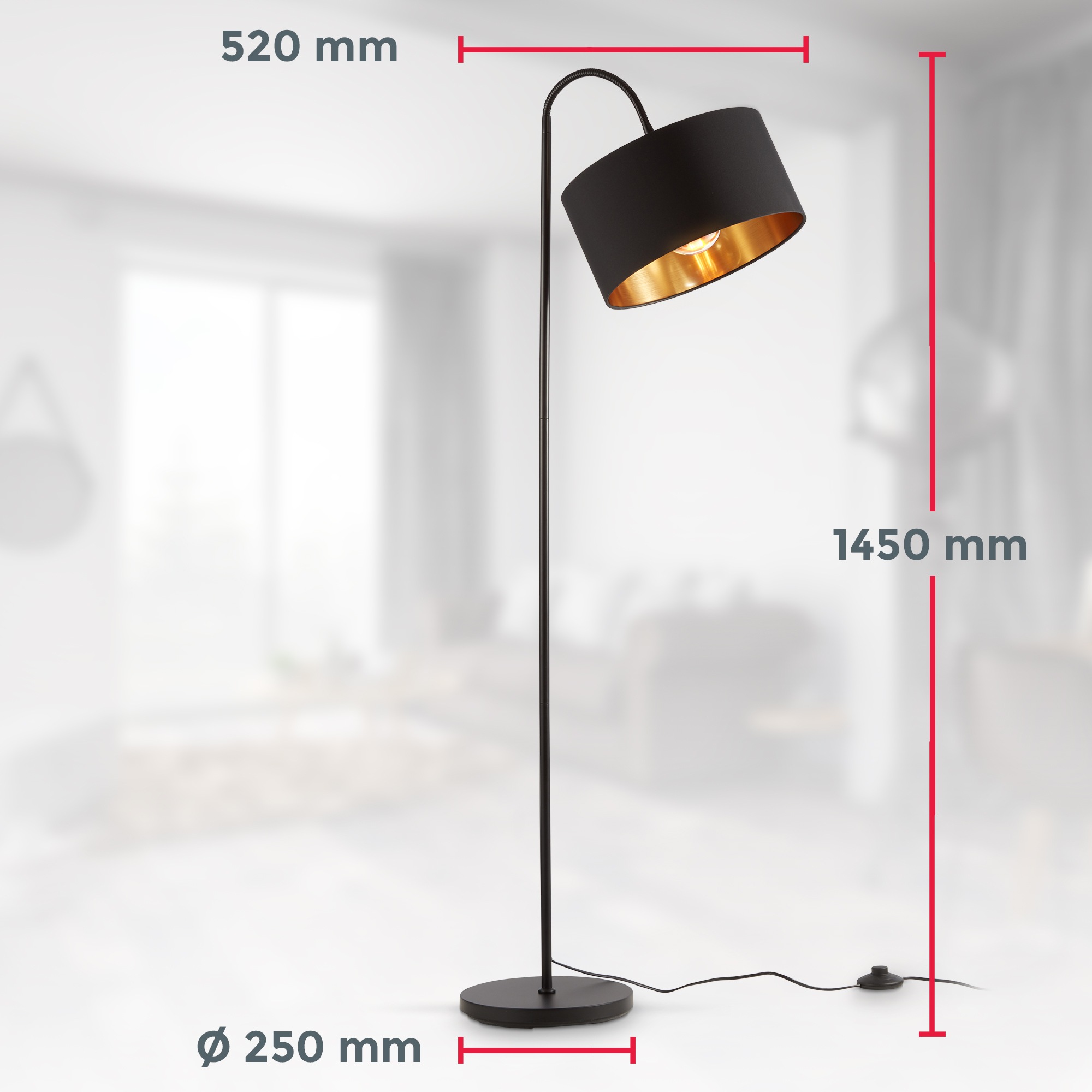 B.K.Licht Leuchten-Set 3-teilig: Deckenleuchte (für 1 x E27) + Tischleuchte (für 1 x E27) + Stehlampe (für 1 x E27)
