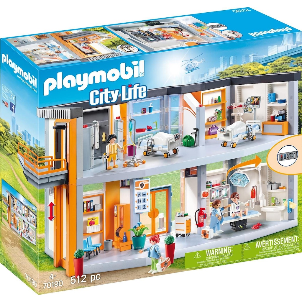 Playmobil® Konstruktions-Spielset »Großes Krankenhaus mit Einrichtung (70190), City Life«, (512 St.)