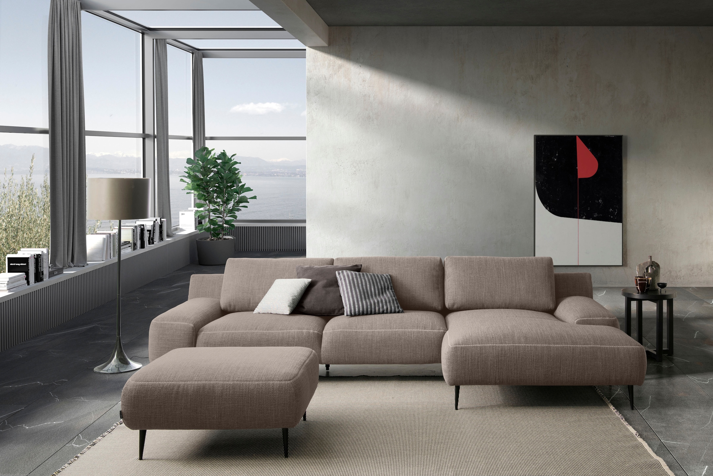 designwerk Hocker »Forma, zeitloser Desighocker mit aktuellem Fuß«, in hochwertiger Verarbeitung & tollem Sitzkomfort