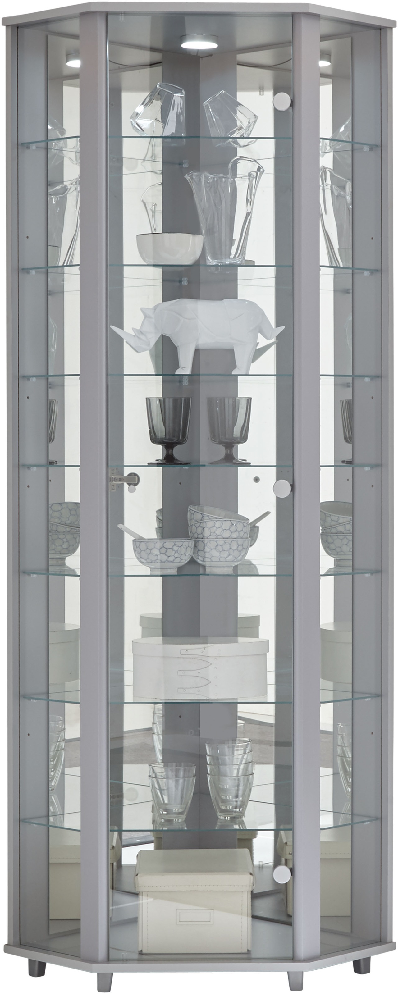 fif möbel Eckvitrine »TRIO Höhe ca. 172 cm, ink. Beleuchtung« Eckvitrine/Gl günstig online kaufen