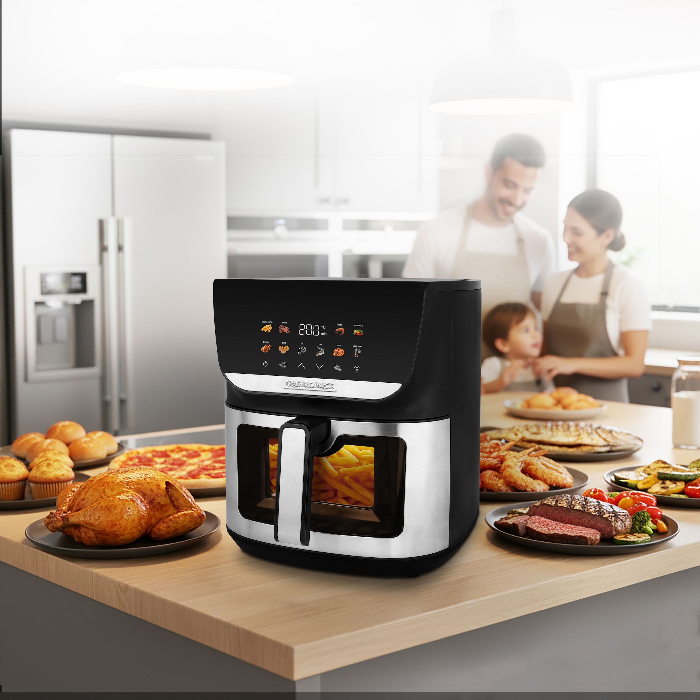 Gastroback Heißluftfritteuse »Heißluftfritteuse 42586_Multi-Heissluftfritteuse Duo Family 9 L« 2000 W