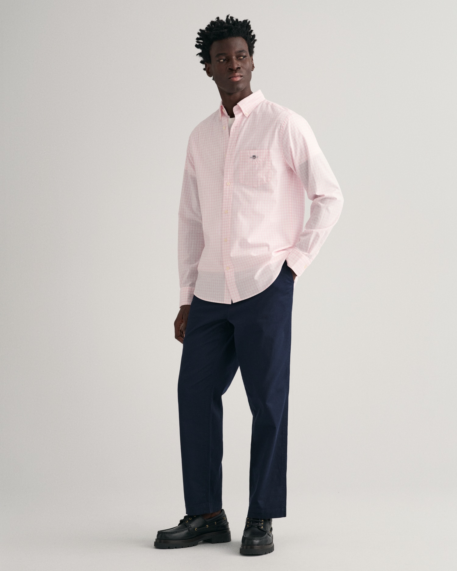 Gant Langarmhemd »REG POPLIN GINGHAM SHIRT« mit Logostickerei auf der Brust