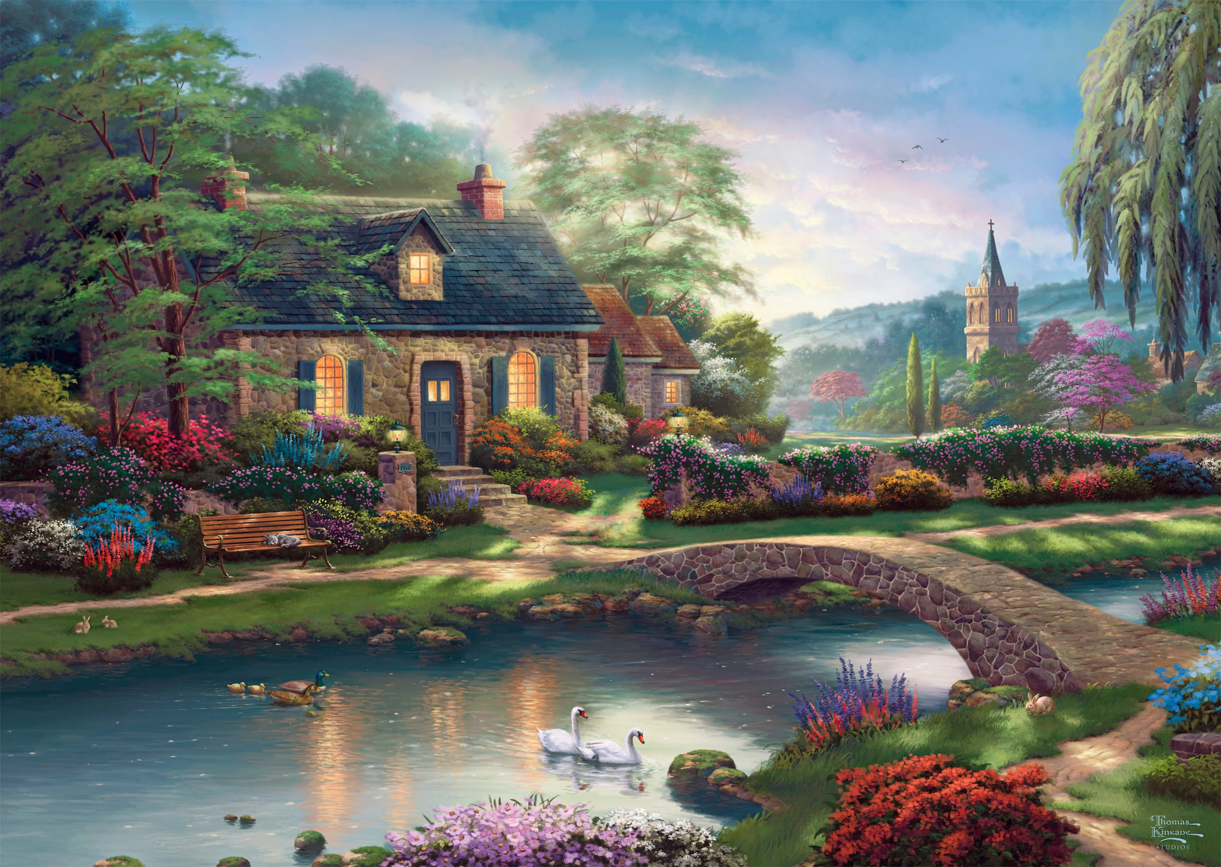 Schmidt Spiele Puzzle »Stoney Creek Cottage von Thomas Kinkade«, Made in Germany