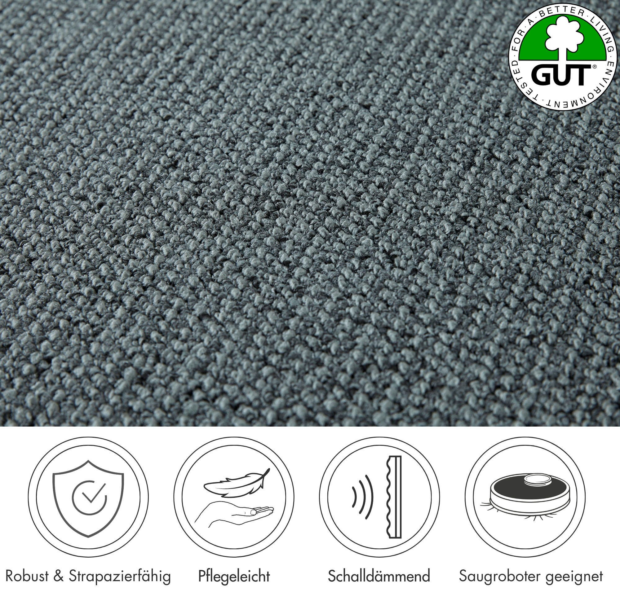 Andiamo Teppichboden »Tulsa, Schlinge, Made in Belgium«, rechteckig, 6 mm Höhe, meliert, Breite 400 cm oder 500 cm, strapazierfähig & pflegeleicht