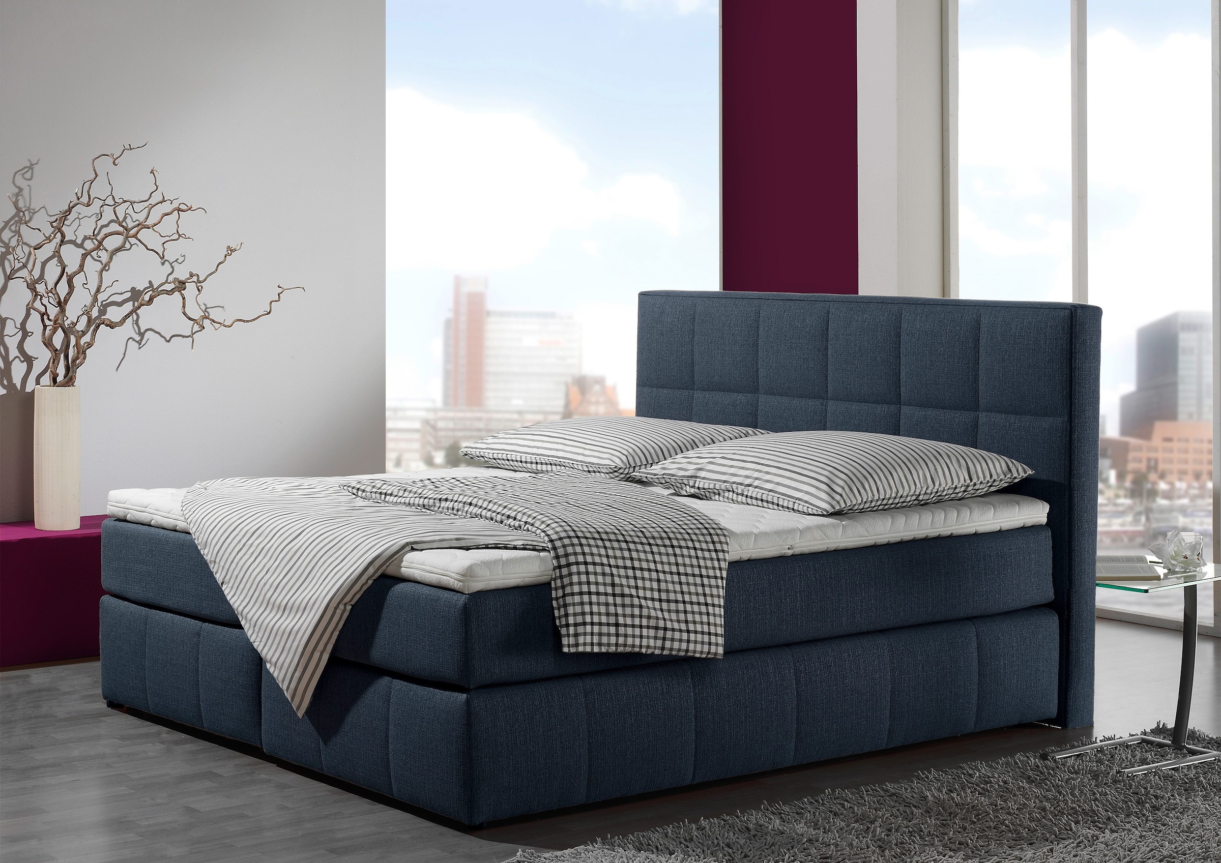 INOSIGN Boxspringbett »Casano«, mit feiner Steppung, in 3 Matratzenarten, 2 Härtegraden und 5 Farben
