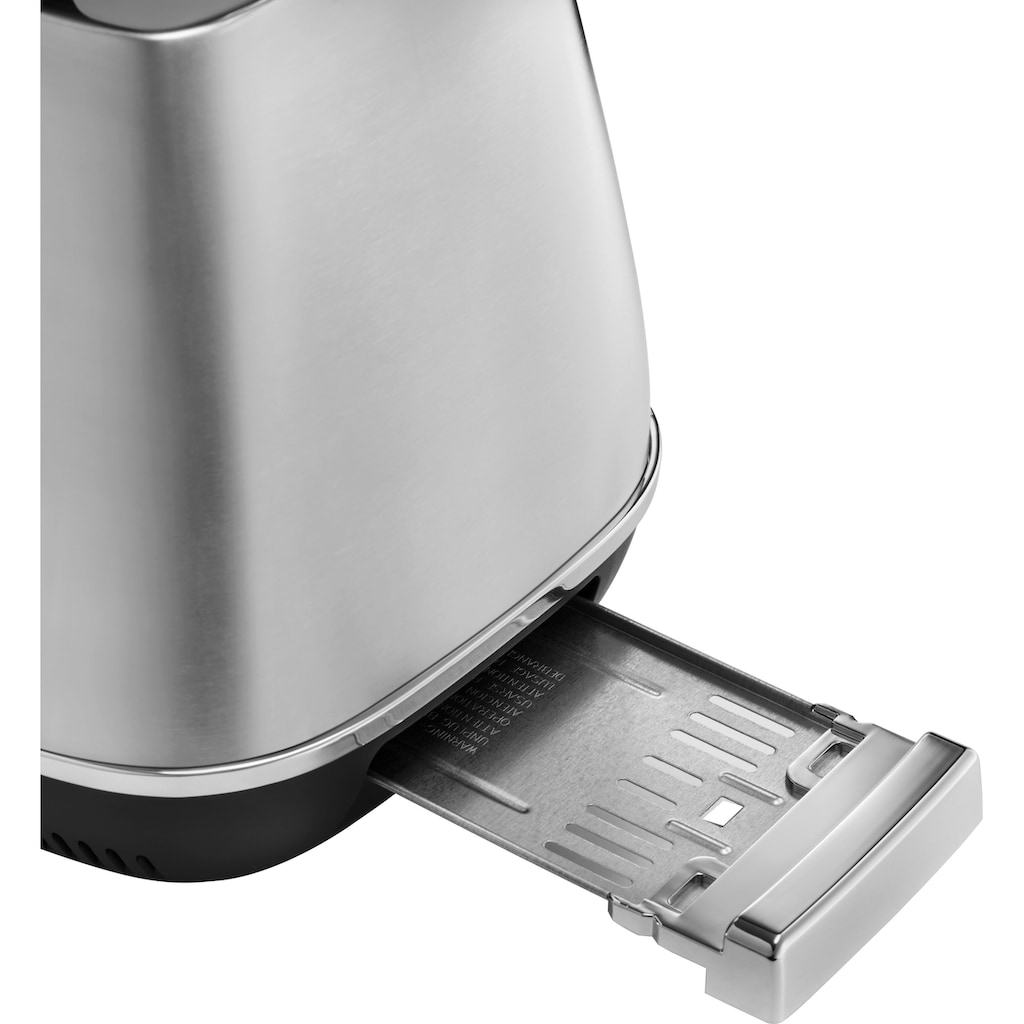 De'Longhi Toaster »Distinta X CTI2103.M«, 2 kurze Schlitze, 900 W, mit Brötchenaufsatz, im Retro Look, Edelstahl