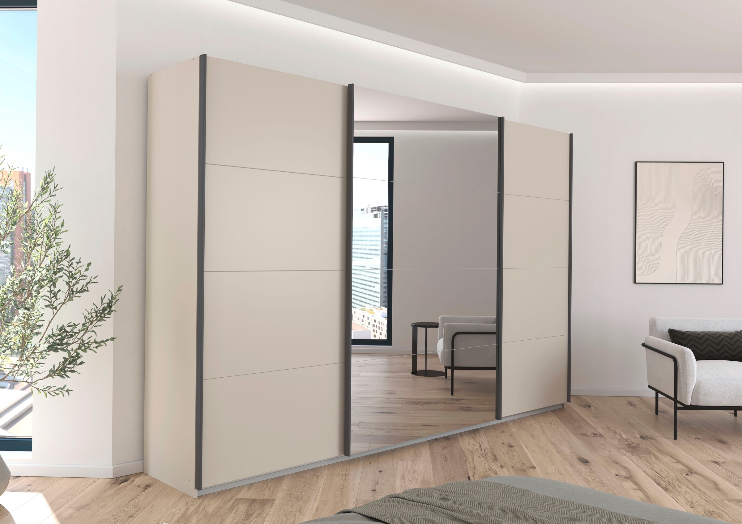 rauch Schwebetürenschrank »Kleiderschrank Schrank OTTO´S CHOICE Garderobe AGORDO«, (in zwei Griff-Farben), Top Innenausstattung, in 4 Breiten und 2 Höhen MADE IN GERMANY