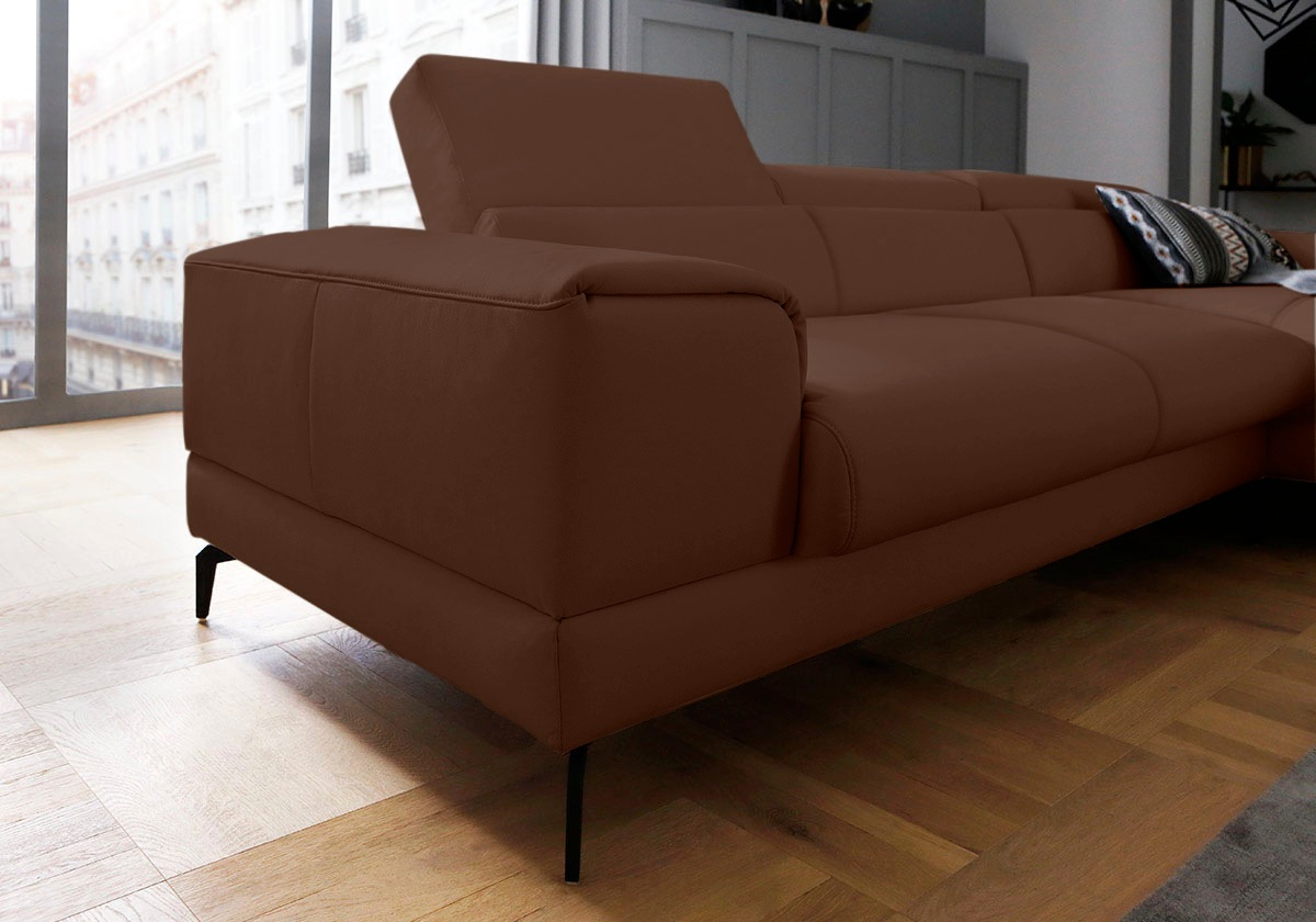 W.SCHILLIG Ecksofa »piedroo, Designsofa mit tollem Sitzkomfort, L-Form«, Kopfteilverstellung, wahlweise mit Sitztiefenverstellung, Breite 303cm