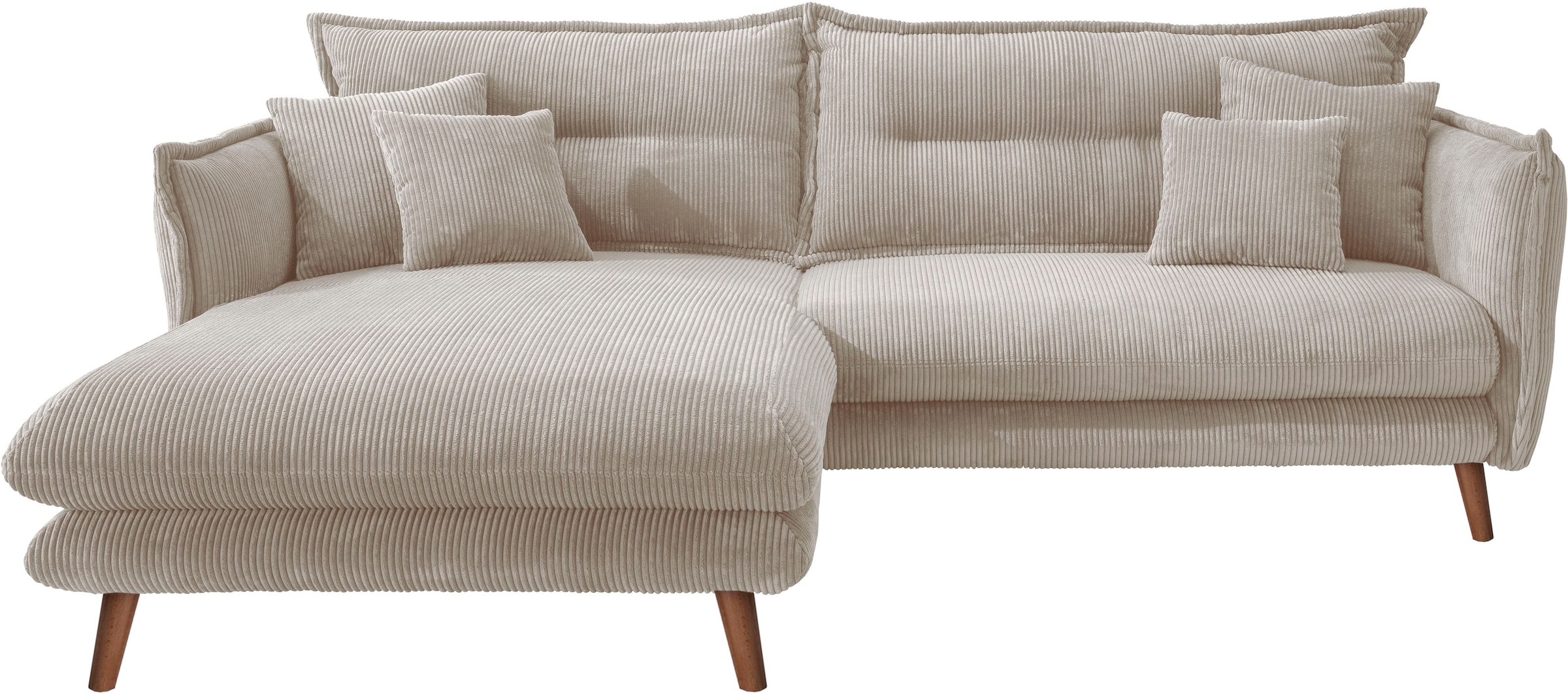 INOSIGN Ecksofa »Lazio modern und bequem, schmale Armlehnen, tolle Detailverarbeitung«, zwei verschiedene Fußfarben wählbar