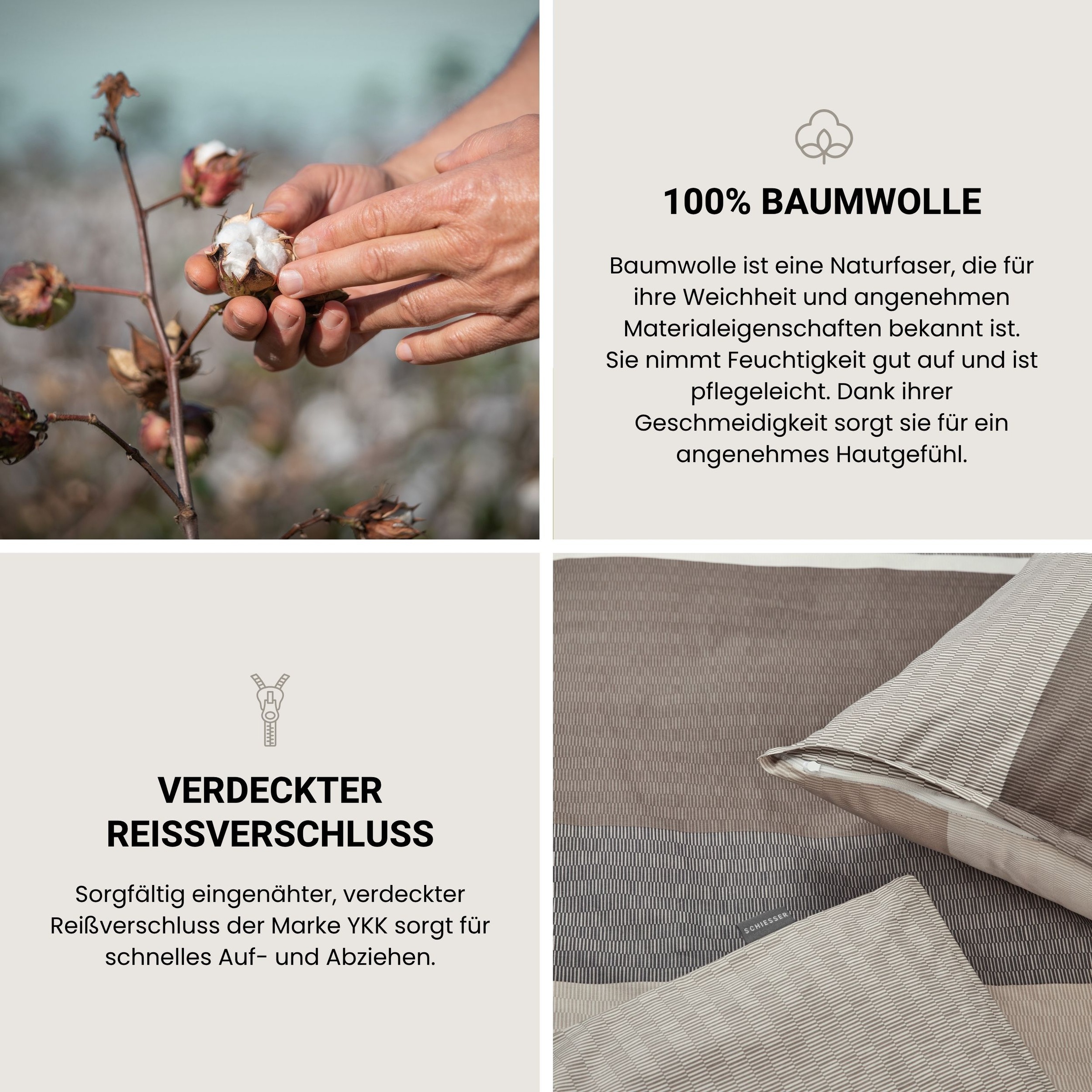 Schiesser Bettwäsche »Endy Stripes aus weicher Baumwolle mit großen und kleinen Streifen« 2 Stk. OEKO-TEX® MADE IN GREEN