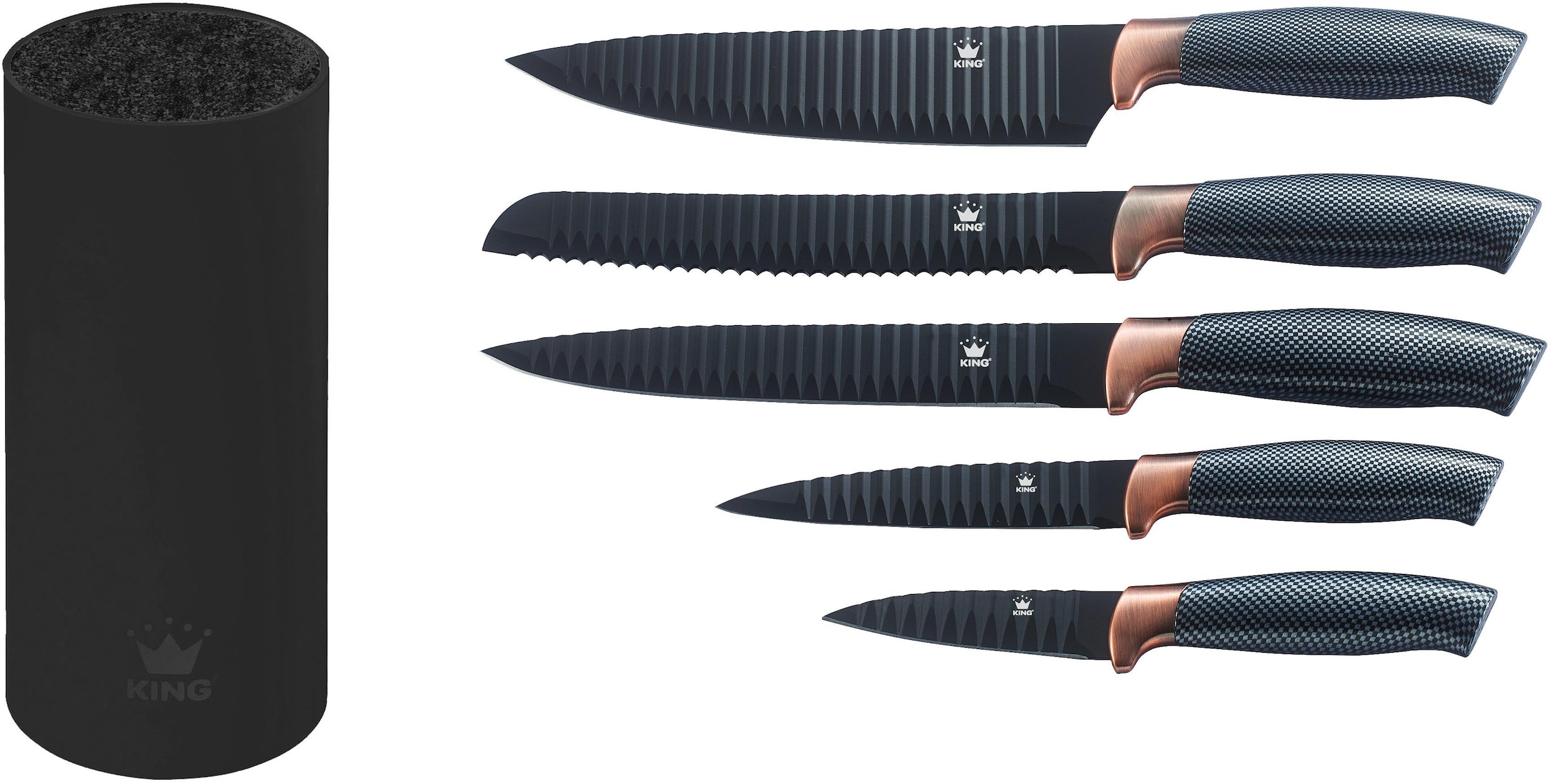 Messer, »Carbon KING (5 Design«, Messerblock Wellenschliff Messerblock), auf tlg., Raten 1 6 bestellen