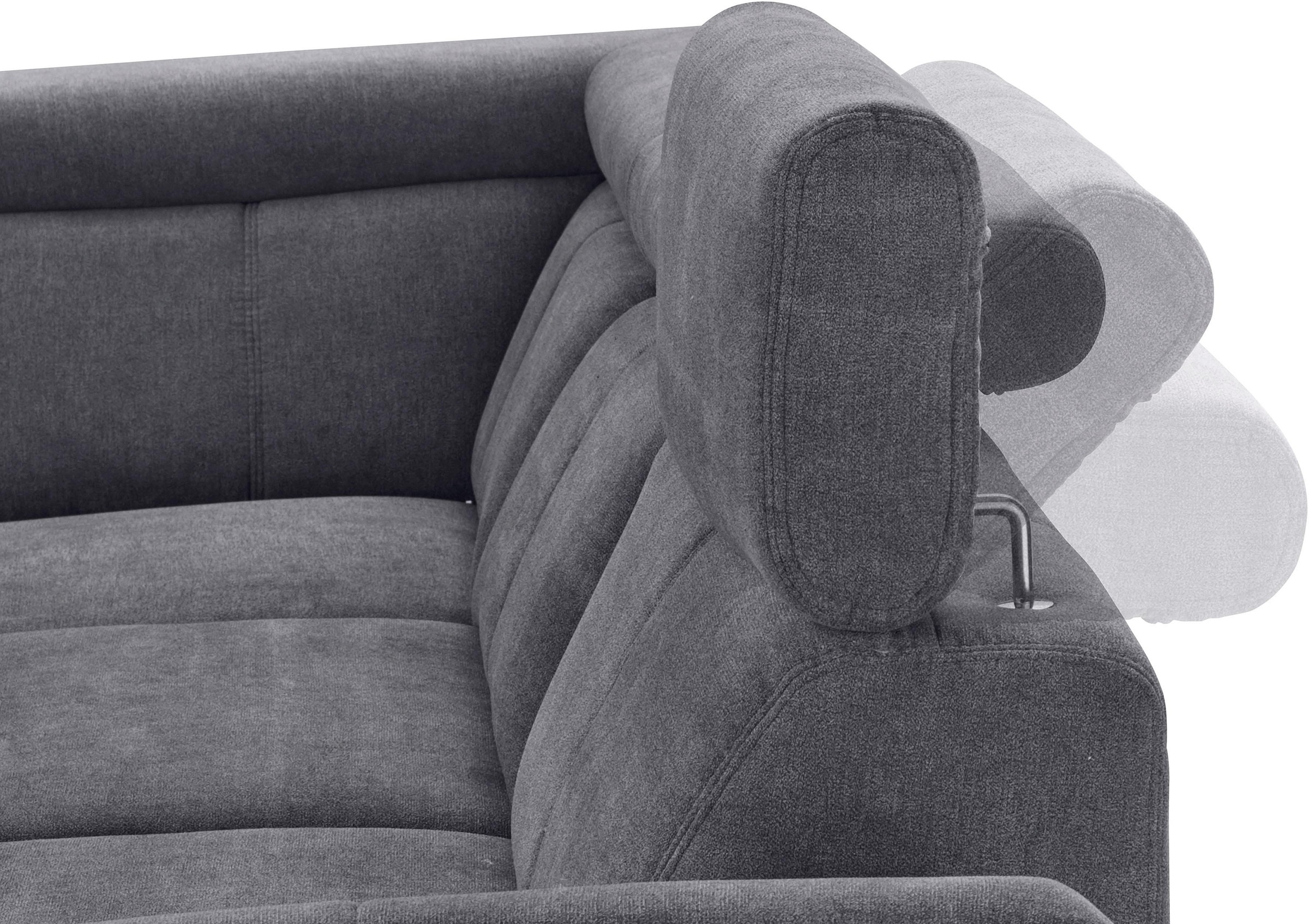 exxpo - sofa fashion Ecksofa »Salerno, klassisch modernes Funktionssofa, hoher Sitzkomfort, L-Form«, inkl. Kopf- und Armteilverstellung, wahlweise mit Bettfunktion
