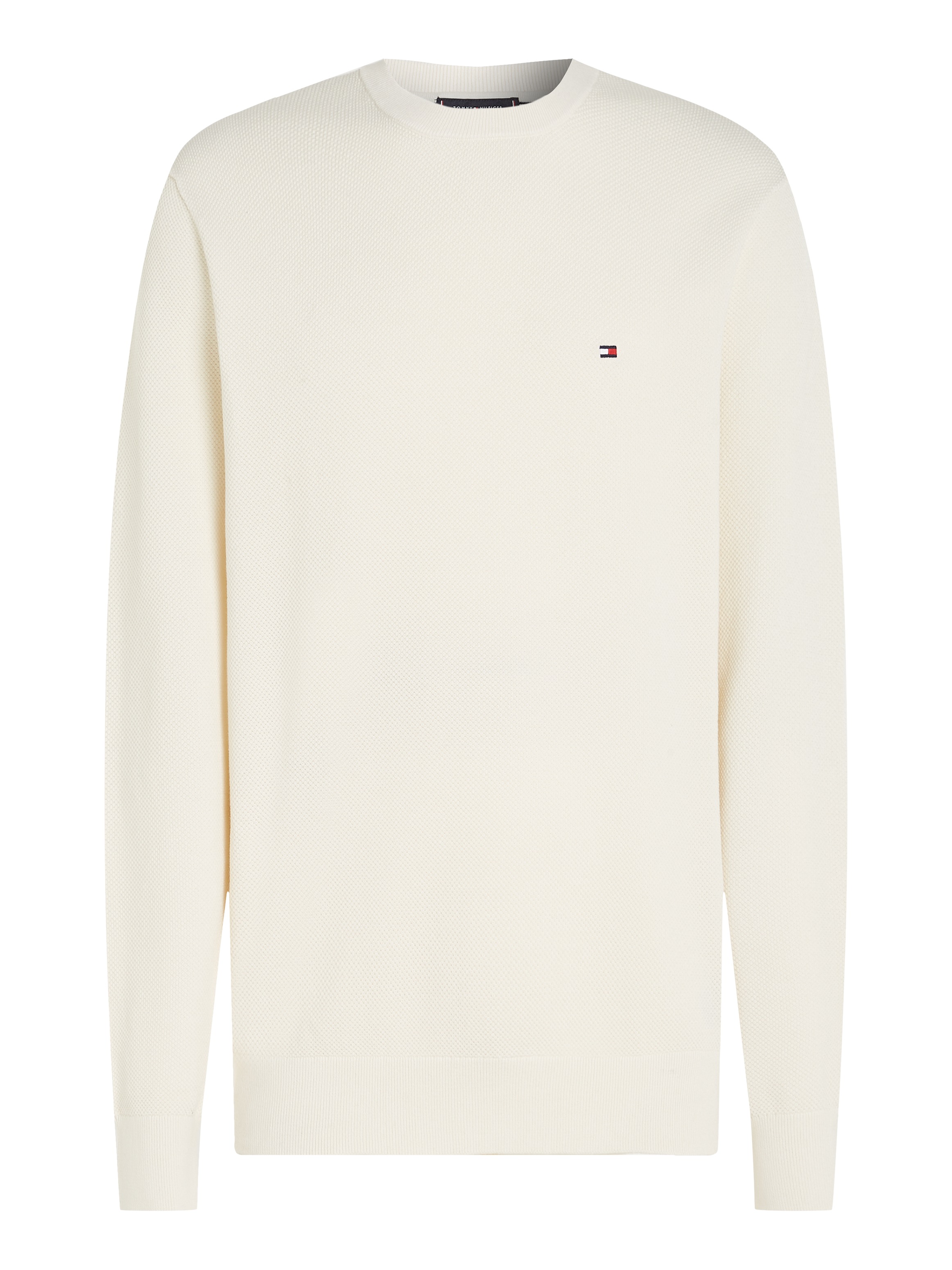 Tommy Hilfiger Rundhalspullover »ESSENTIAL STRUCTURE CREW NECK mit Struktur und Label«, unifarben, casual, regular fit, Baumwolle, Rundhals
