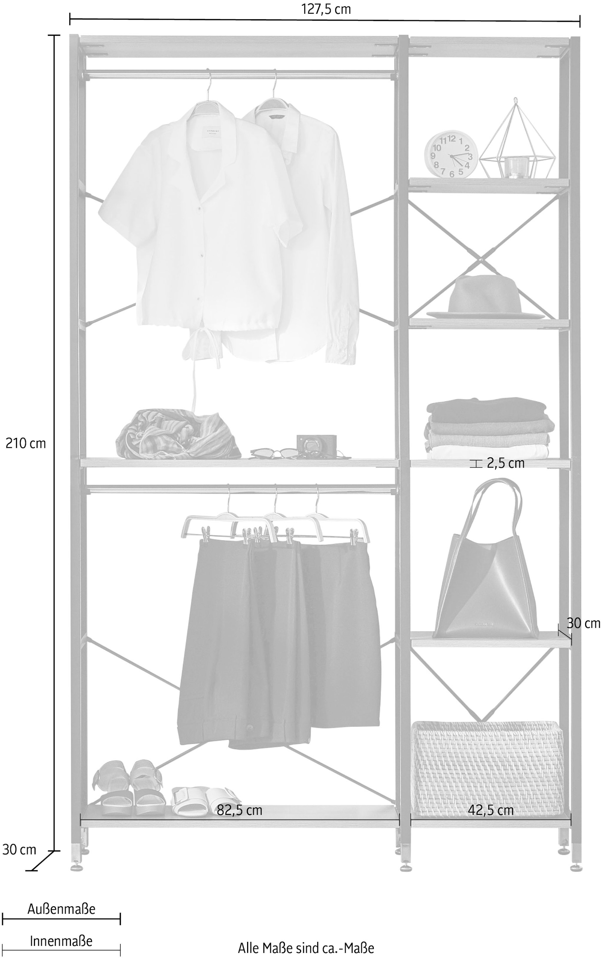 INOSIGN Mehrzweckregal »Connor«, vielfältig nutzbar, für alle Räume geeignet, Breite 127,50 cm