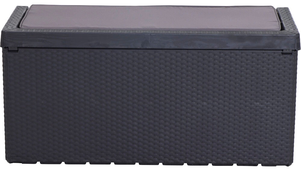 Siena Garden Kissenbox »Portonovo«, 350 L, Rattan/Holzoptik, Kunststoff, anthrazit, inkl. Sitzkissen