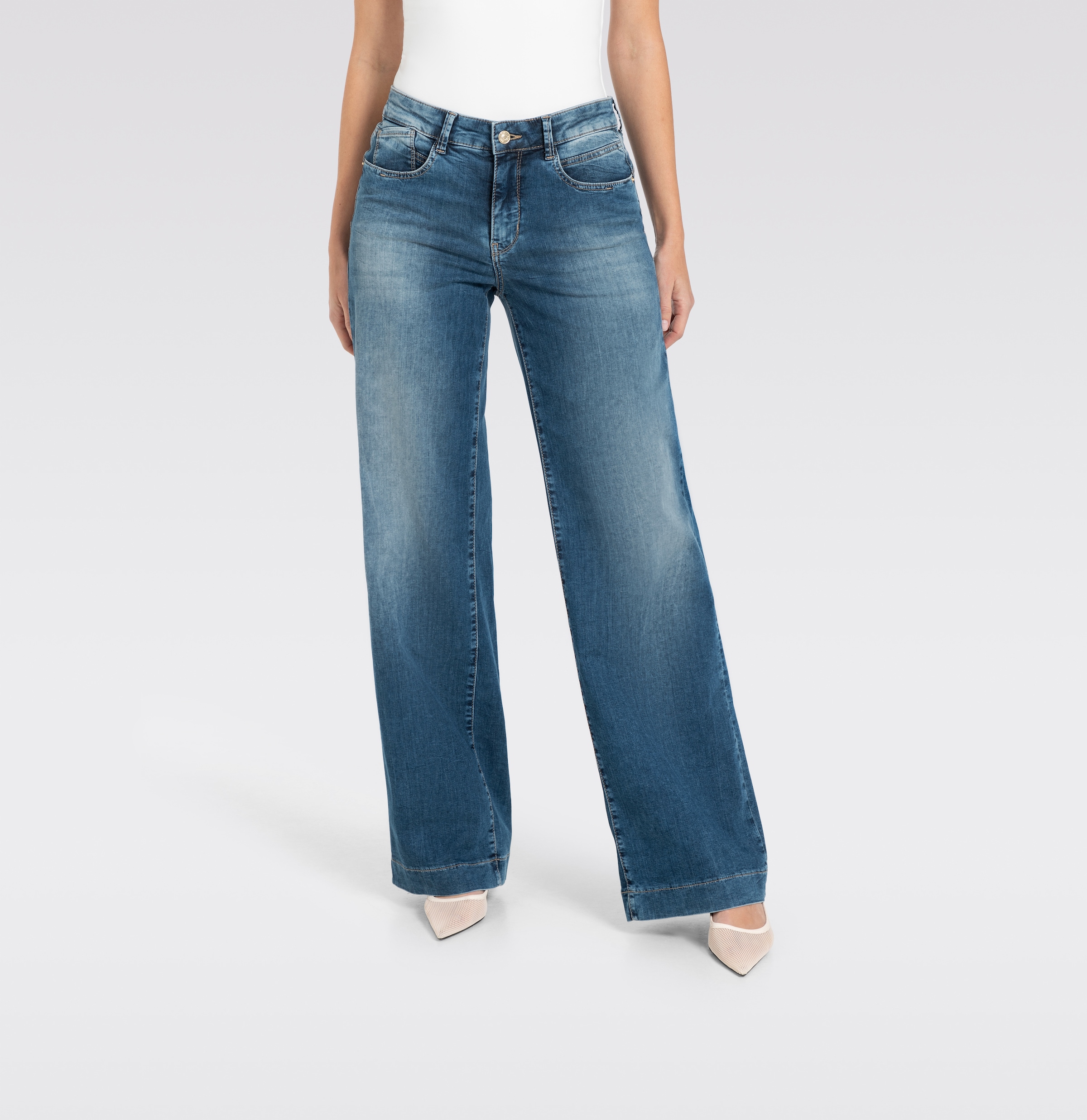 MAC Stretch-Jeans »RICH PALAZZO« Naht-Details an den Gesäßtaschen
