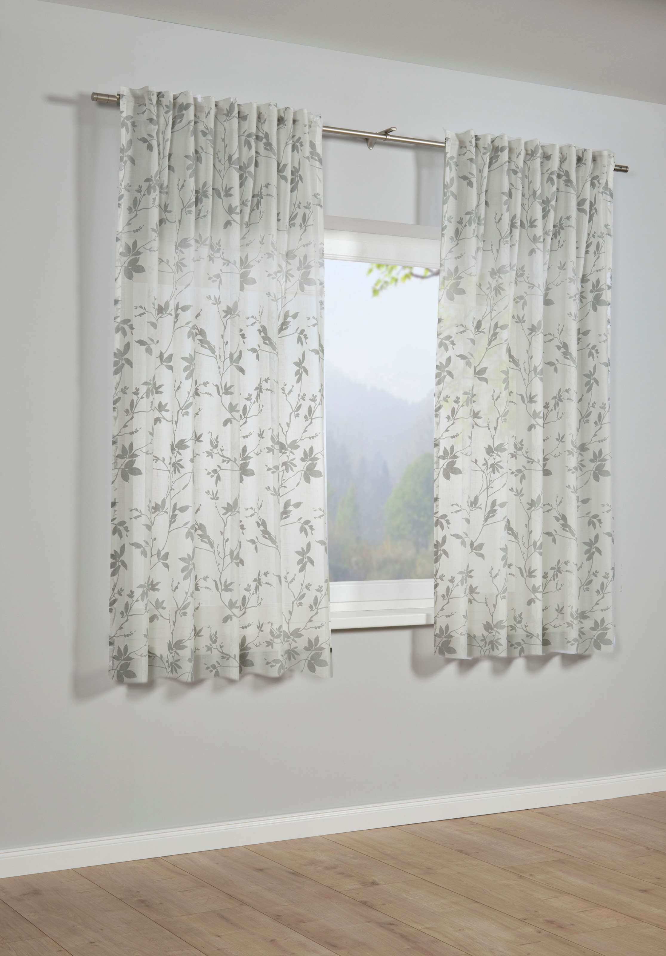 Sehlbach Gardine »Schal Zweige« Schlaufen 1 Stk. tlg. mit Gardinenband und günstig online kaufen
