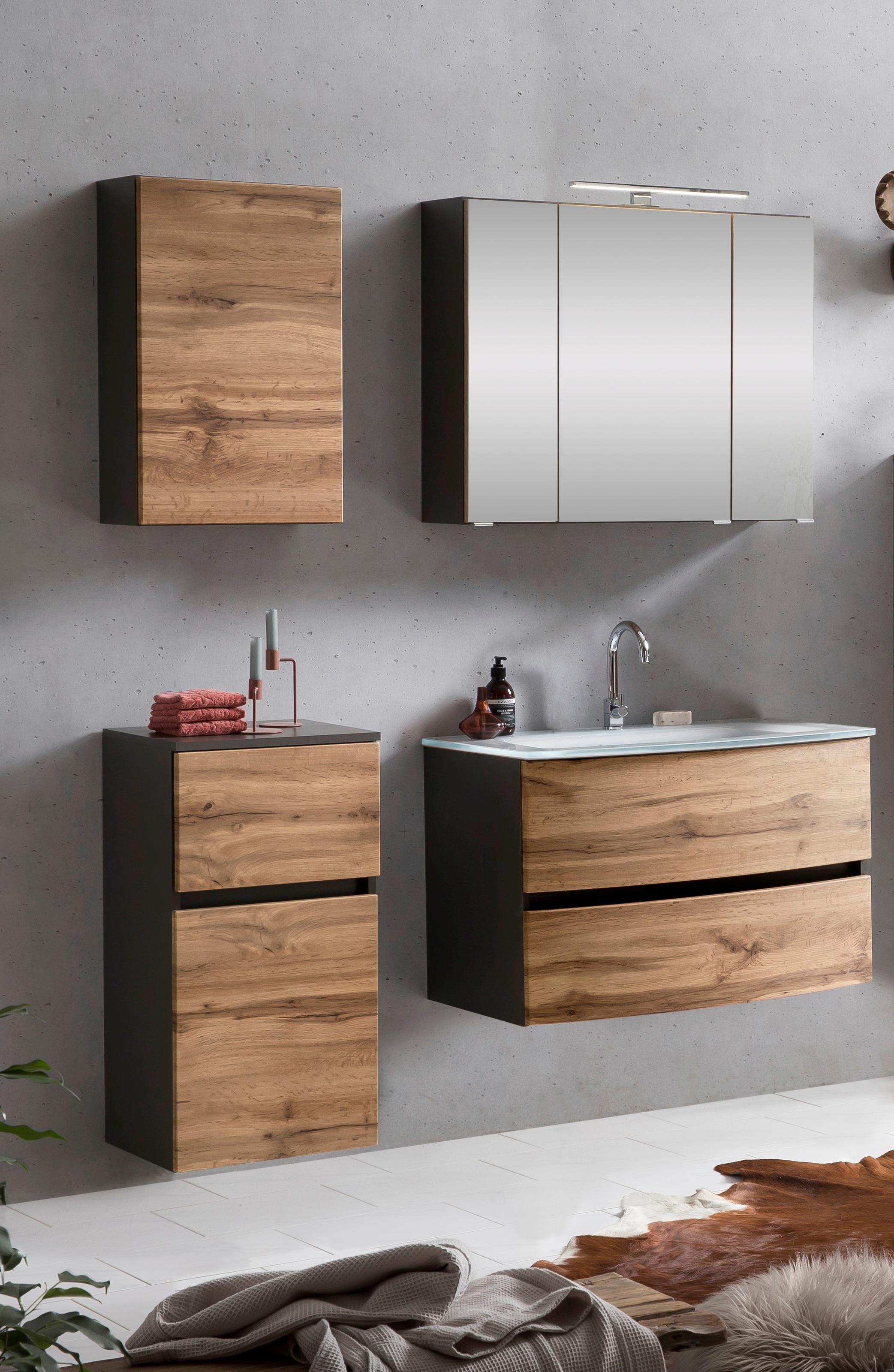 welltime Badezimmer-Set »Kaunas«, (Set, 4 St.), Breite 120 cm, Soft Close F günstig online kaufen