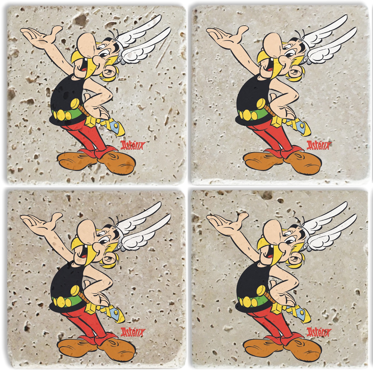 LuckyLinde Getränkeuntersetzer »Asterix Motiv Fliesen Steine«, (Set, 4 tlg. günstig online kaufen