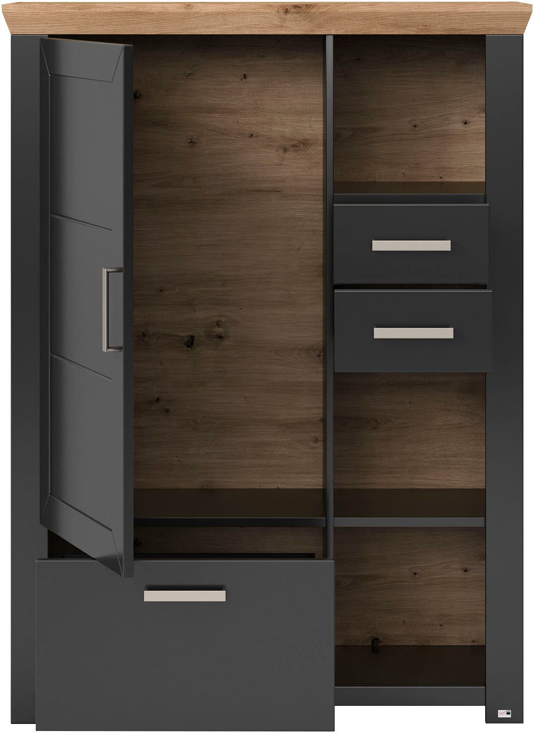 set one by Musterring Highboard »York«, Typ 25 und 26, in 3 Farbvarianten, Beleuchtung optional, Breite 105 cm