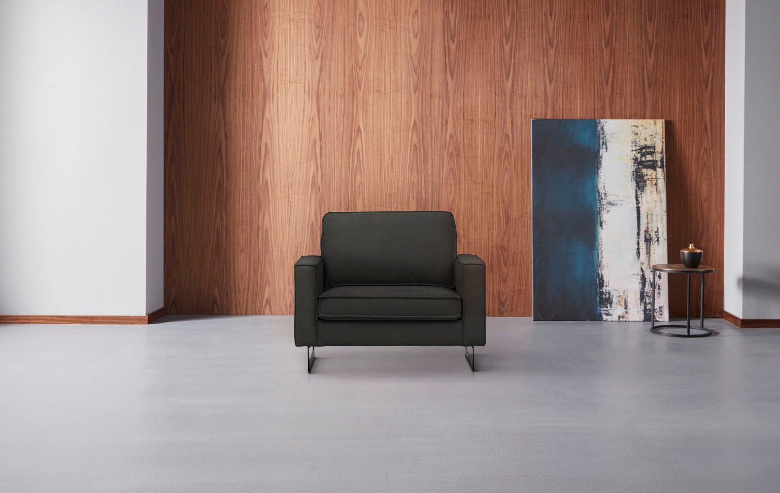 Places of Style Loveseat »Pinto 105 cm, Cord, Chenille, Lederoptik«, mit Keder, Metallfüßen und auch in Cord Bezug erhältlich