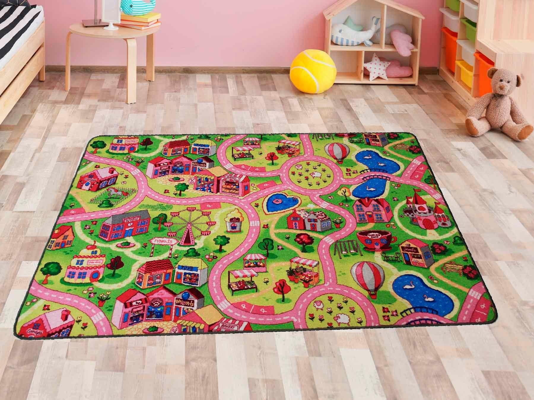 Primaflor-Ideen in Textil Kinderteppich »SWEET CITY«, rechteckig, 5 mm Höhe, Straßen-Spiel-Teppich, Straßenbreite ca. 9 cm, Kinderzimmer