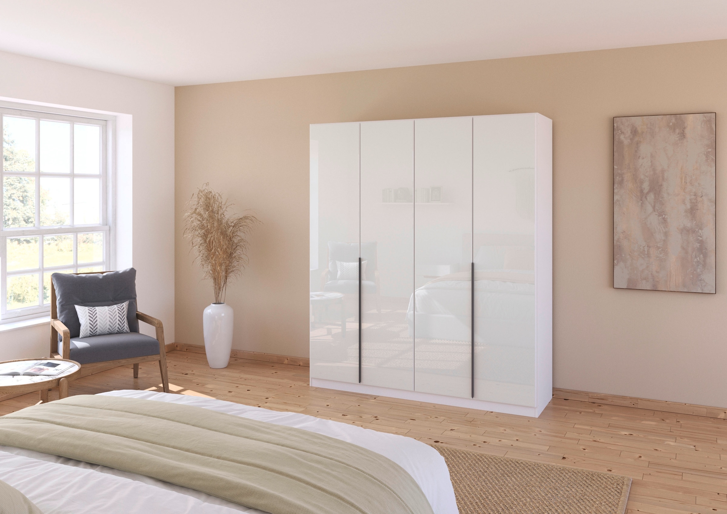 rauch Drehtürenschrank »Kleiderschrank Kleiderschränke Schrank Garderobe AGORDO mit Glasfront«, (in zwei Griff-Farben), durchdachte Innenausstattung, in 6 Breiten und 2 Höhen MADE IN GERMANY