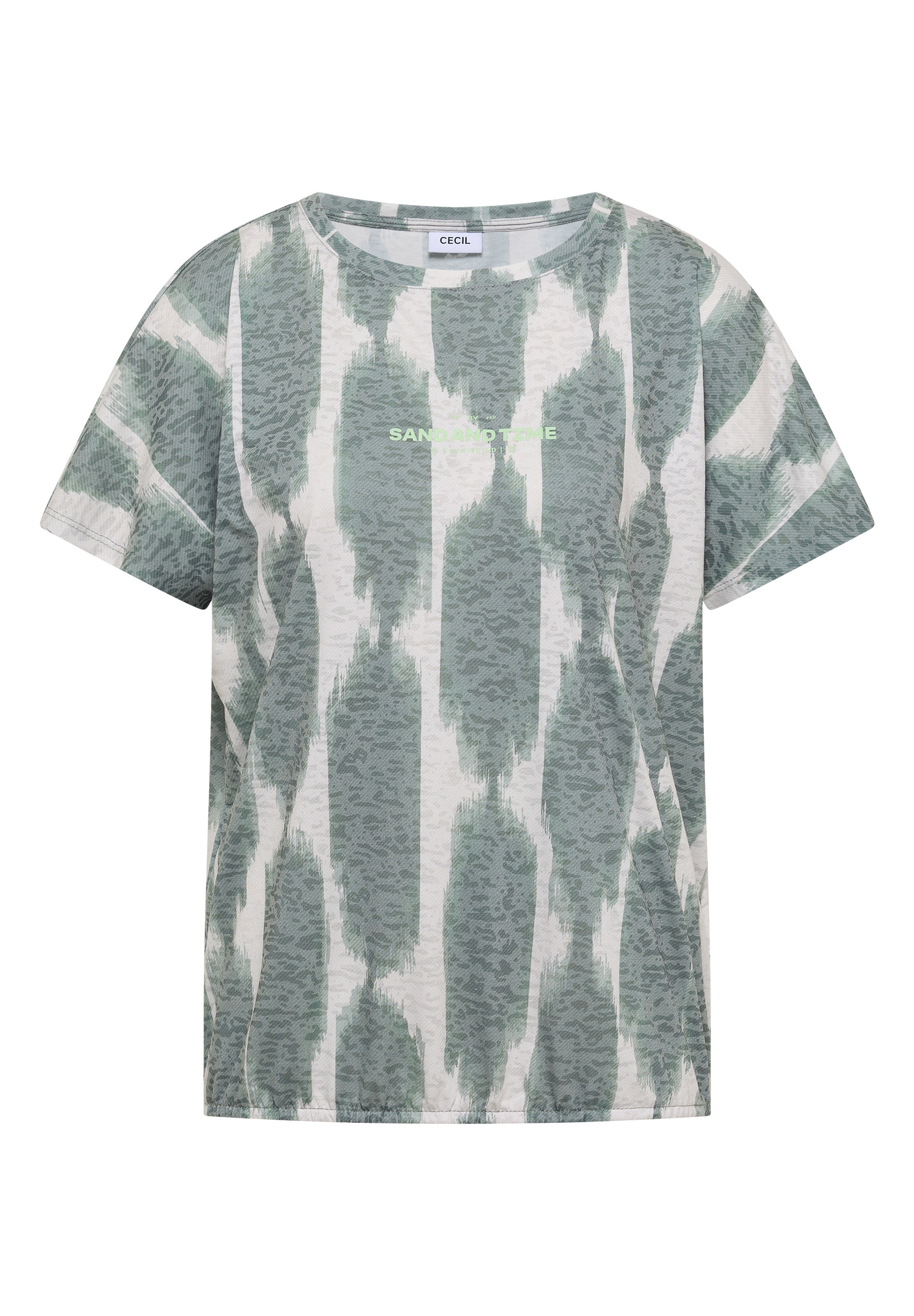 Cecil Kurzarmshirt Sommershirt im Ausbrenner-Look mit Wording