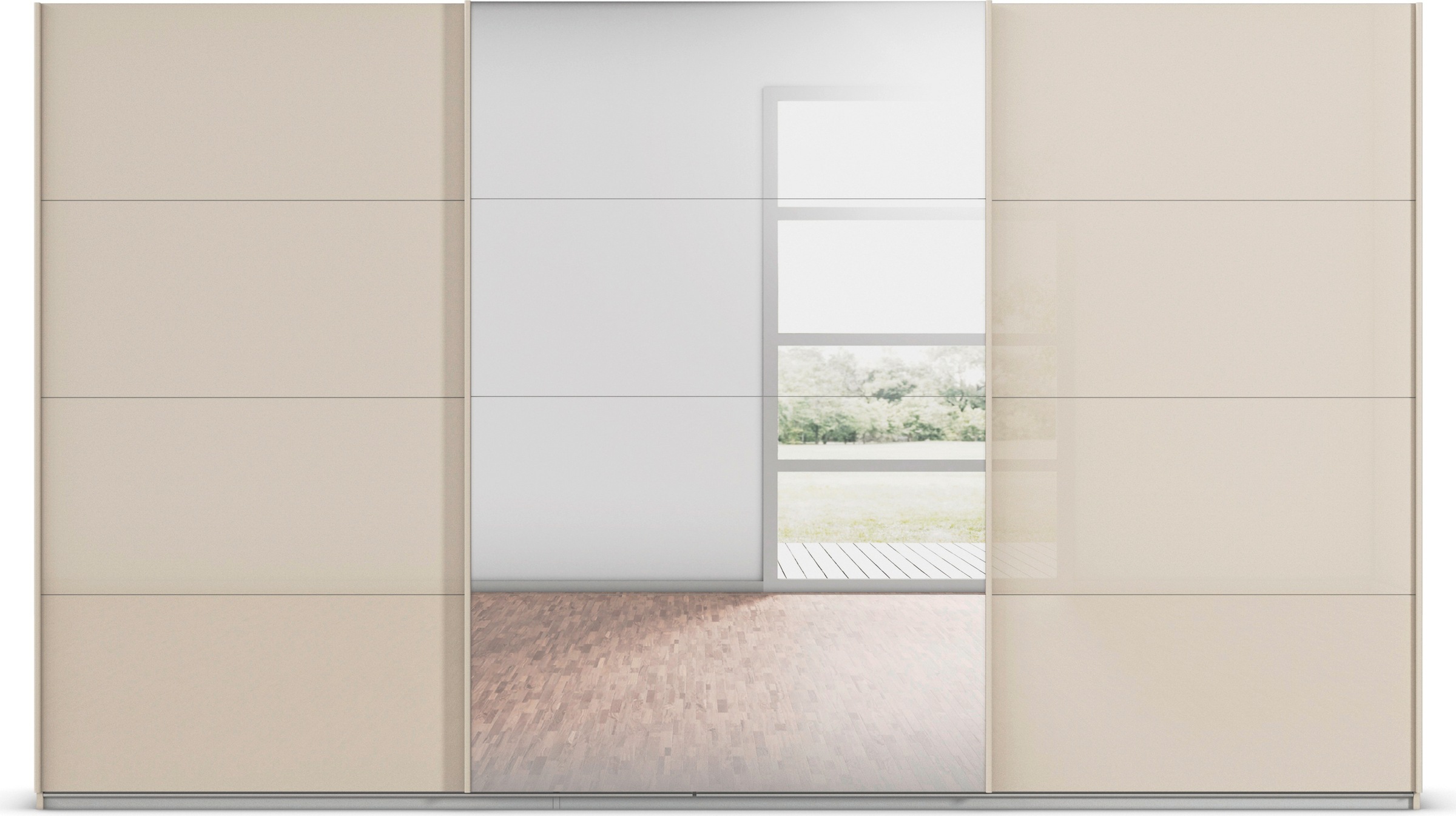 rauch Schwebetürenschrank »Kleiderschrank Kleiderschränke Schrank Garderobe AGORDO mit Glasfront«, durchdachte Innenausstattung, in 4 Breiten und 2 Höhen MADE IN GERMANY